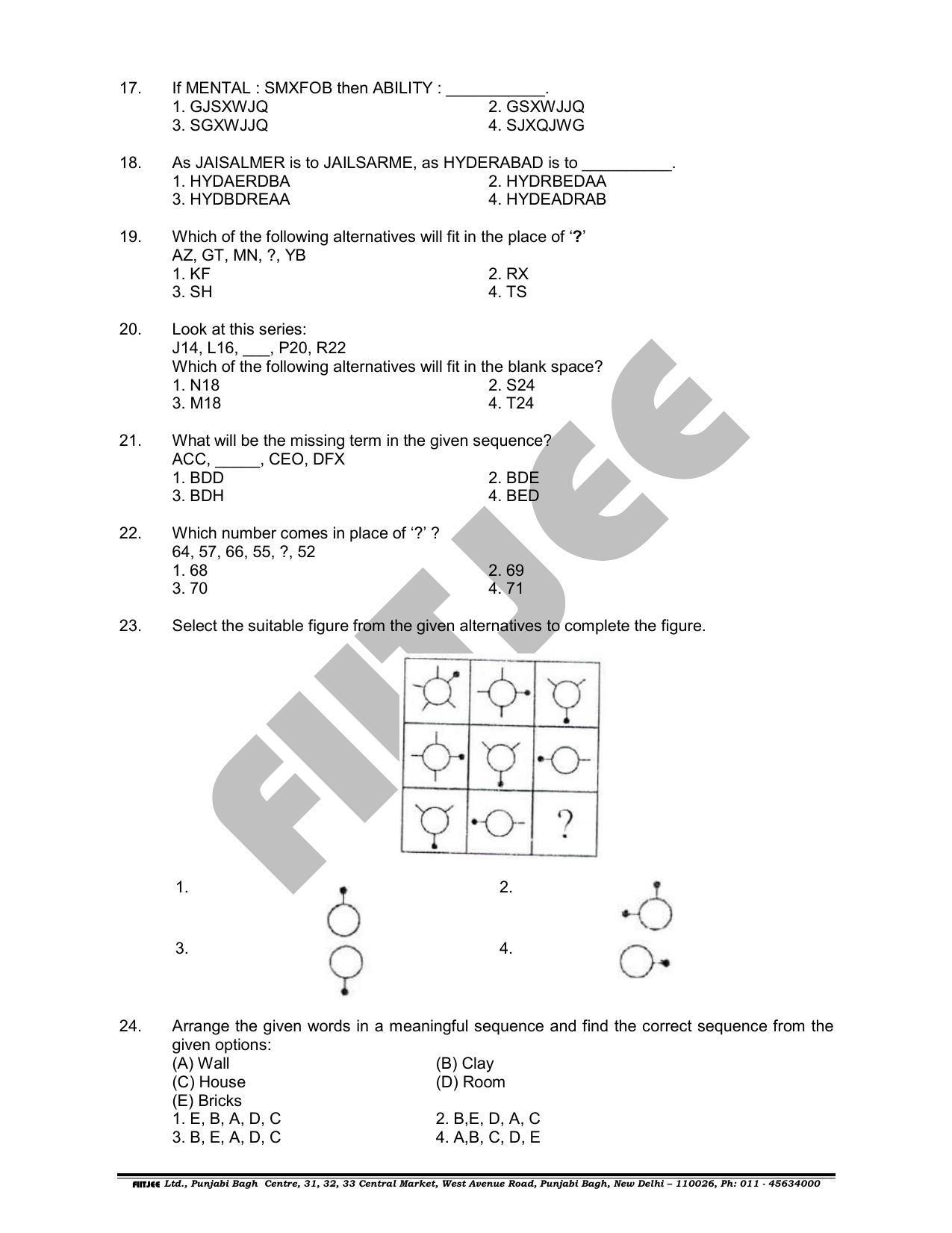 NTSE 2018 (Stage II) MAT Question Paper (May 13, 2018 ) - Page 6