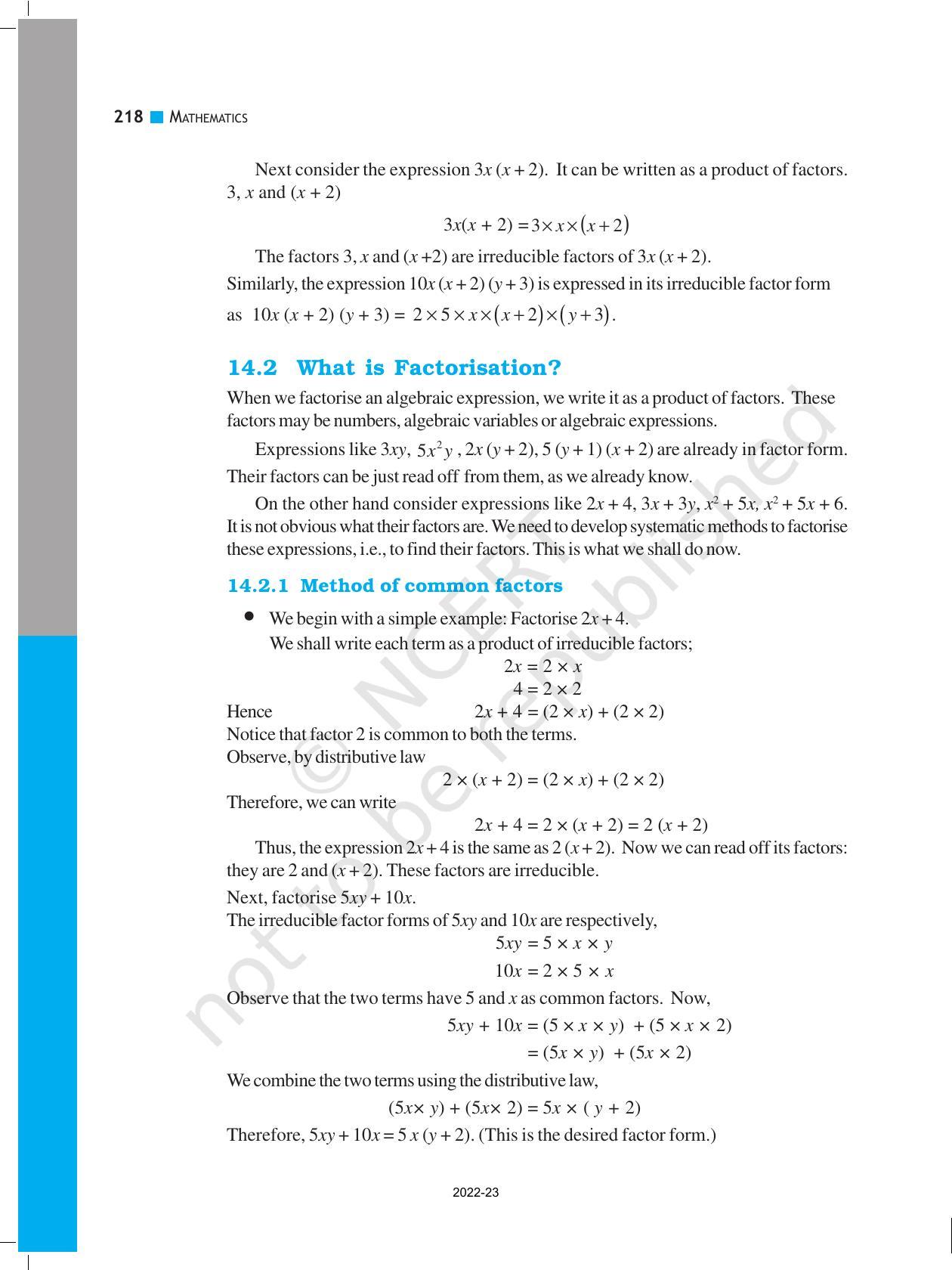 NCERT Book for Class 8 Maths Chapter 14 Factorization - Page 2