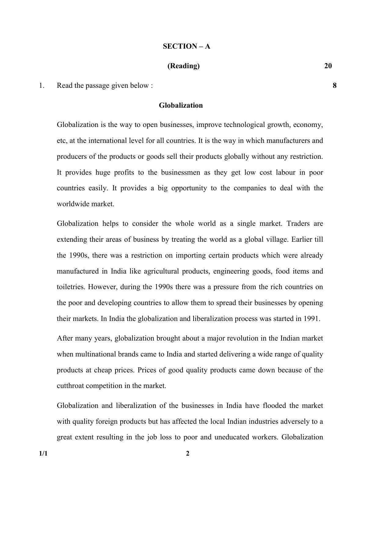 CBSE Class 10 1-1 (Eng.) SET-1 2018 Question Paper - Page 2