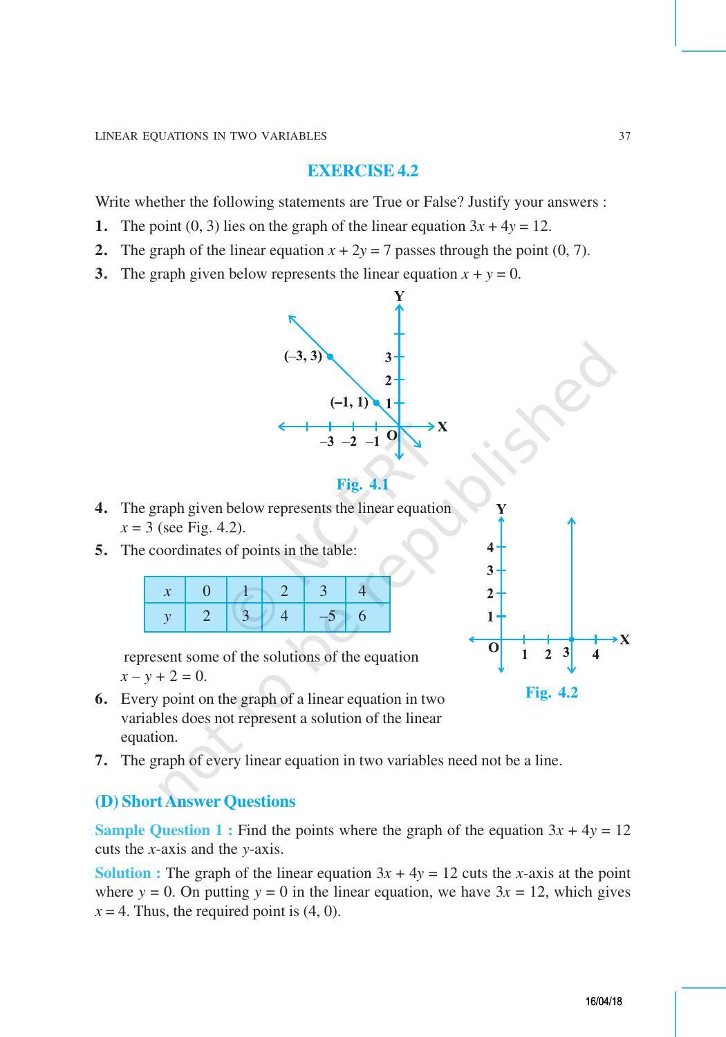 NCERT Exemplar Book for Class 9 Maths: Chapter 4 Linear Equations in Two Variables - Page 5