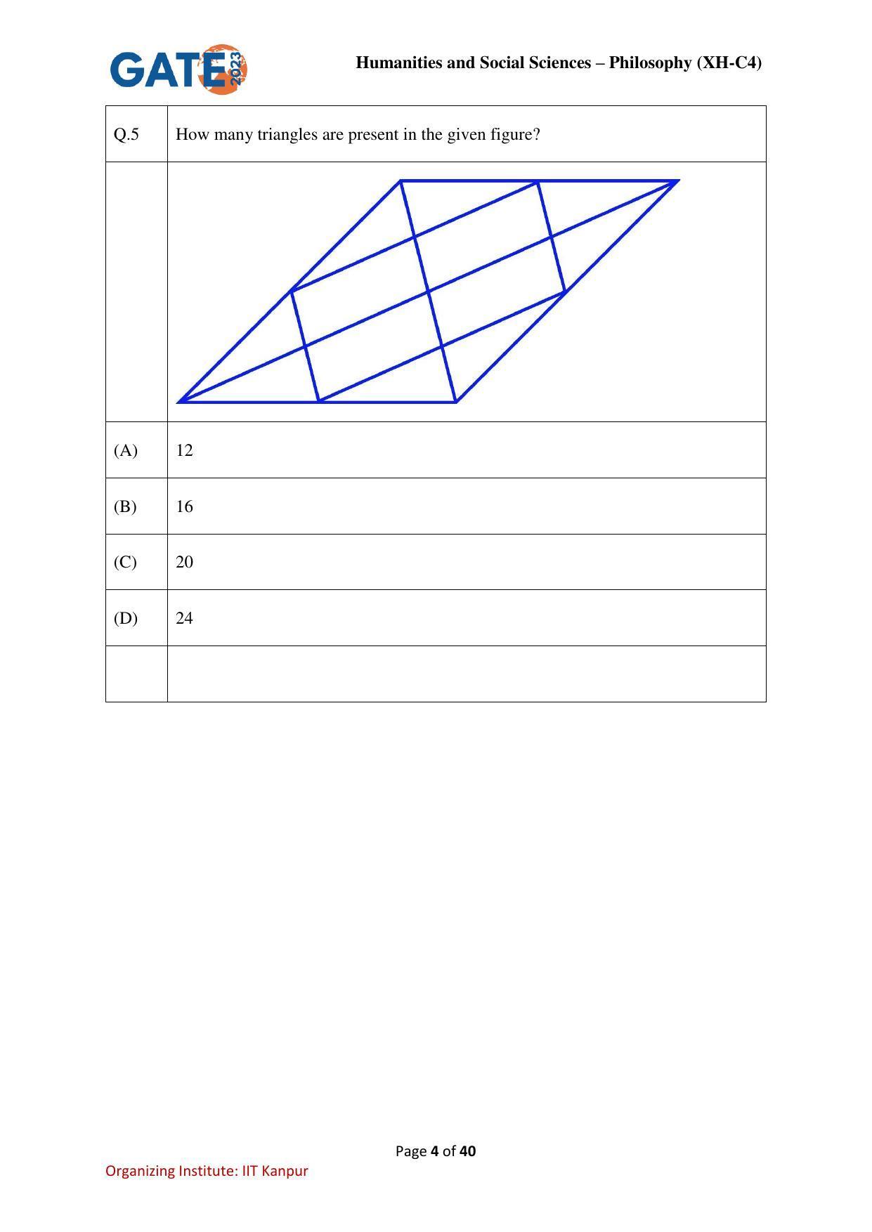 GATE 2023 Humanities & Social Sciences – Philosophy (XH-C4) Question Paper - Page 4