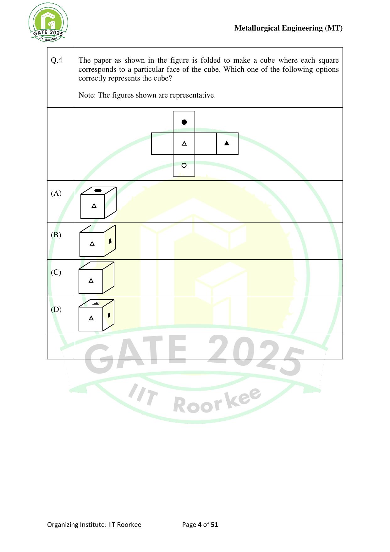 GATE 2025 Metallurgical Engineering (MT) Question Paper - Page 4