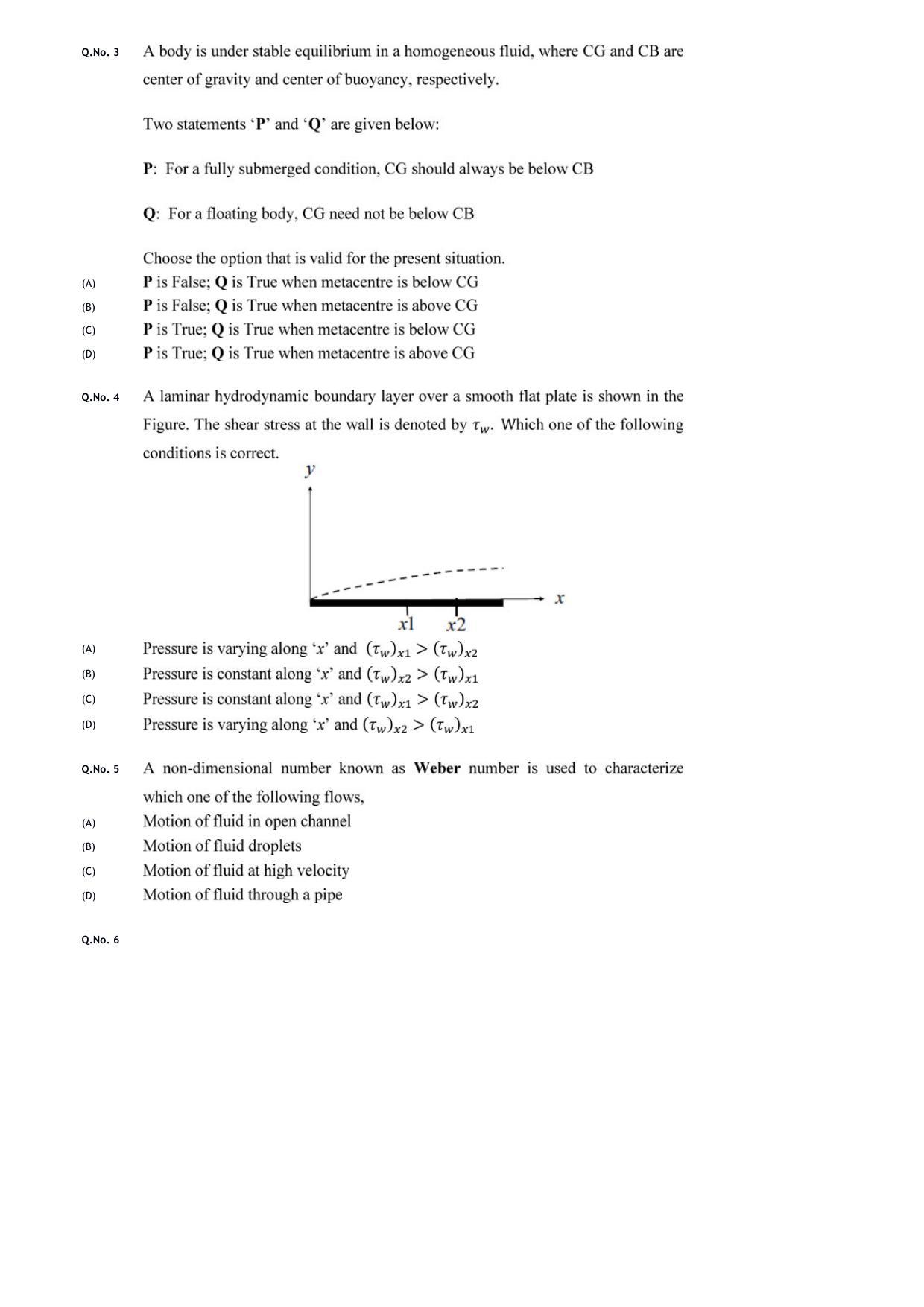 GATE 2020 Engineering Sciences (XE) Question Paper - Page 6