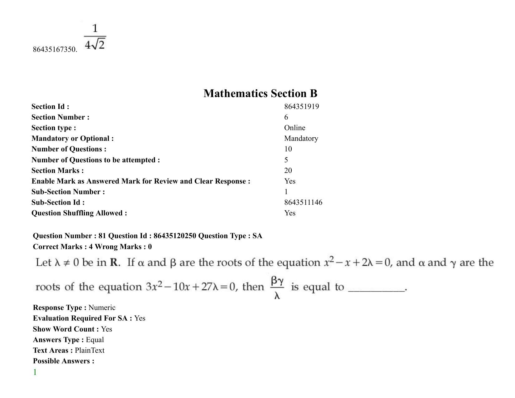 JEE Mains 2021: BTech (Shift 2) 26-08-2021 Question Paper - Page 66