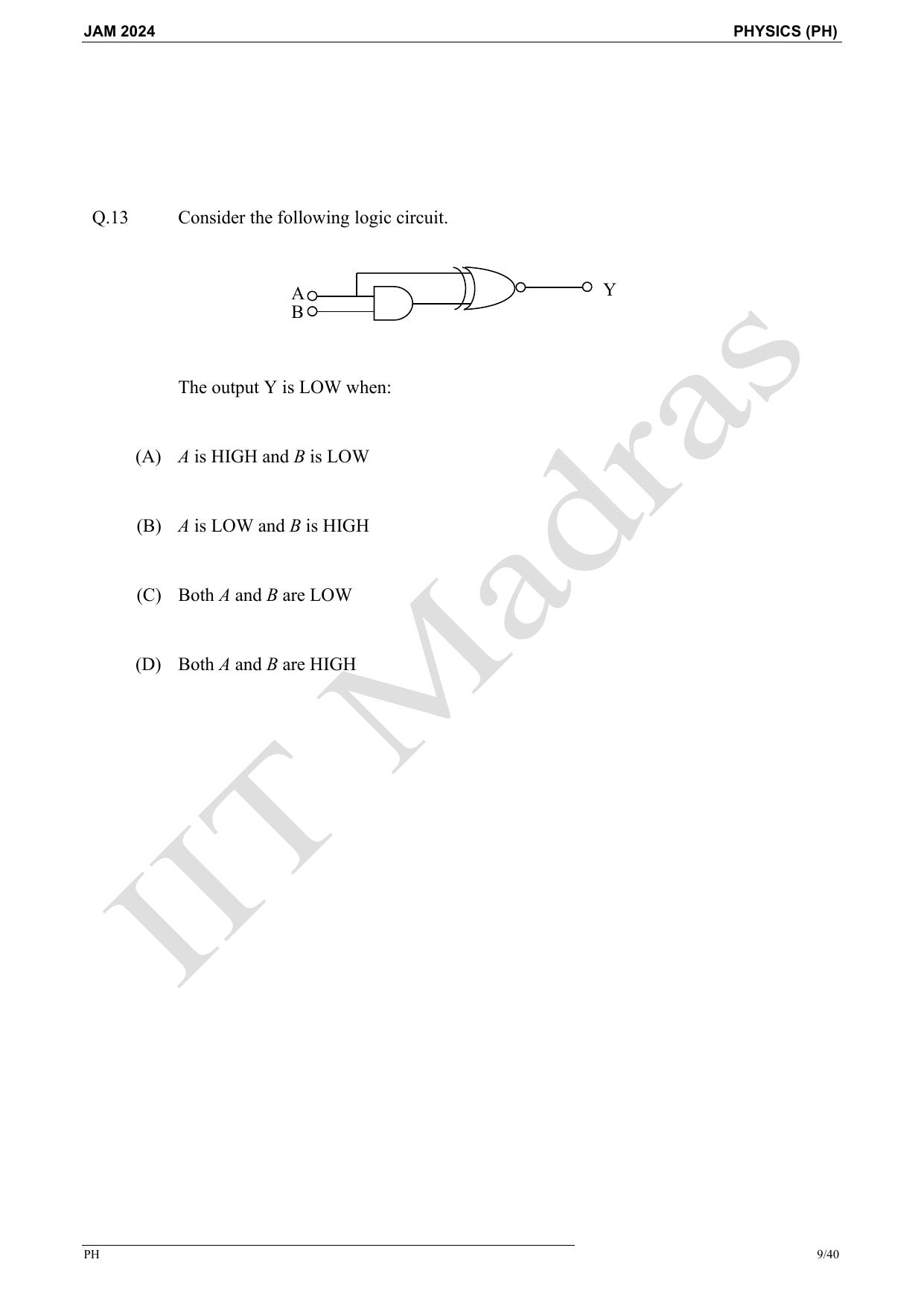 IIT JAM 2024 Physics (PH) Master Question Paper - Page 9