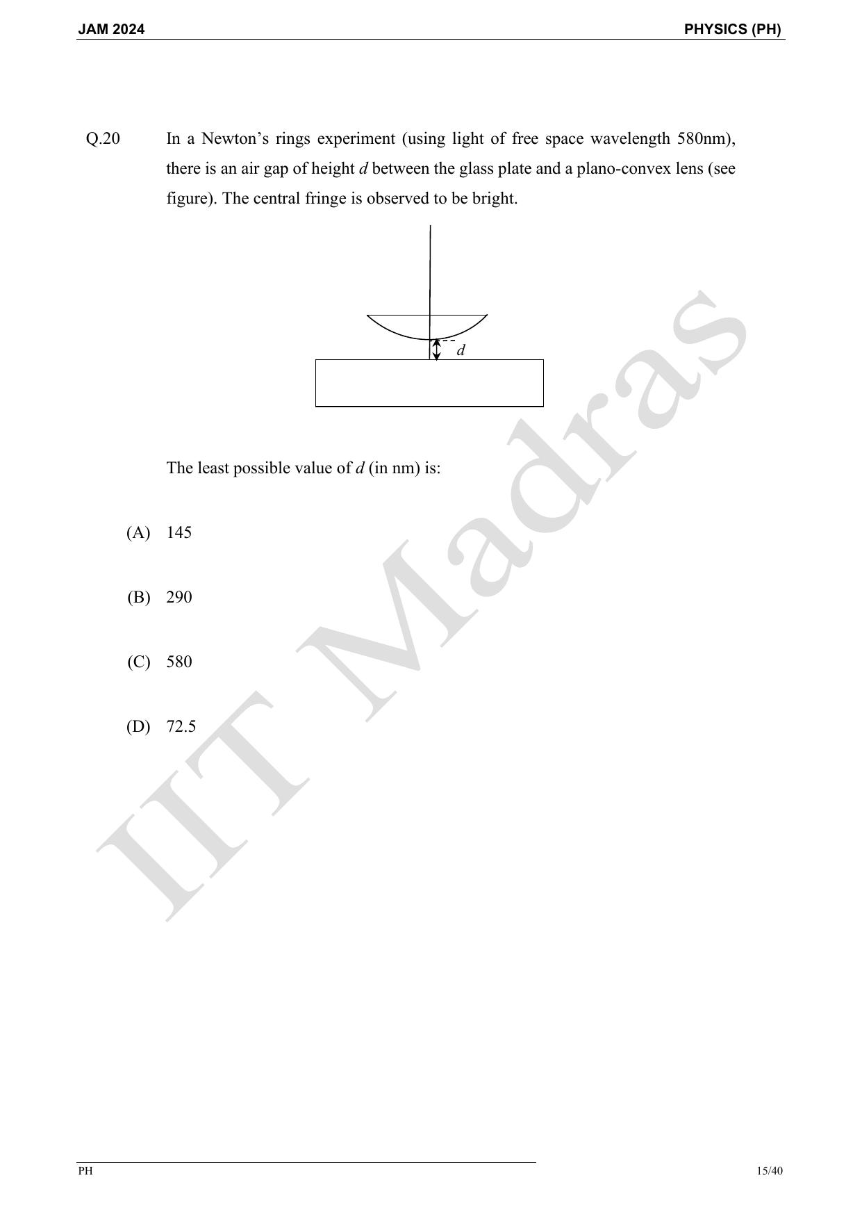 IIT JAM 2024 Physics (PH) Master Question Paper - Page 15