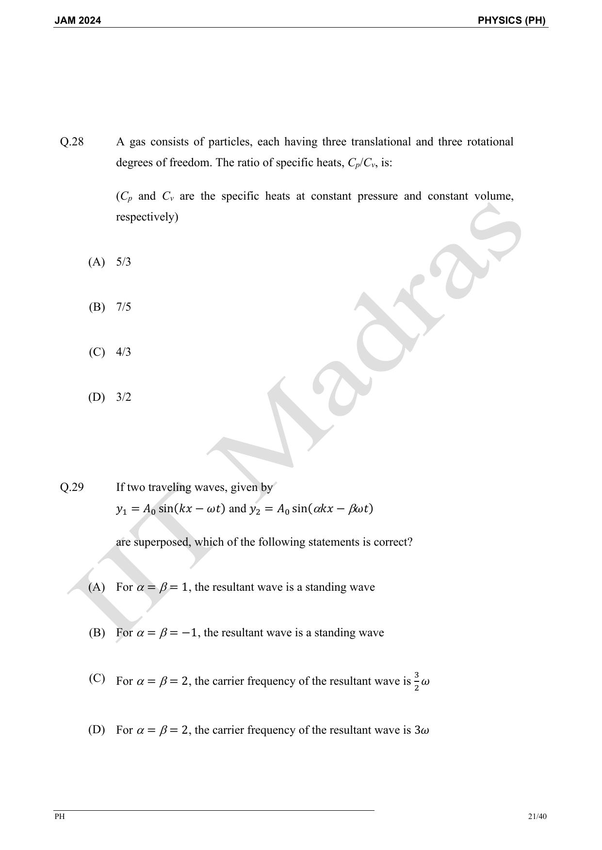 IIT JAM 2024 Physics (PH) Master Question Paper - Page 21