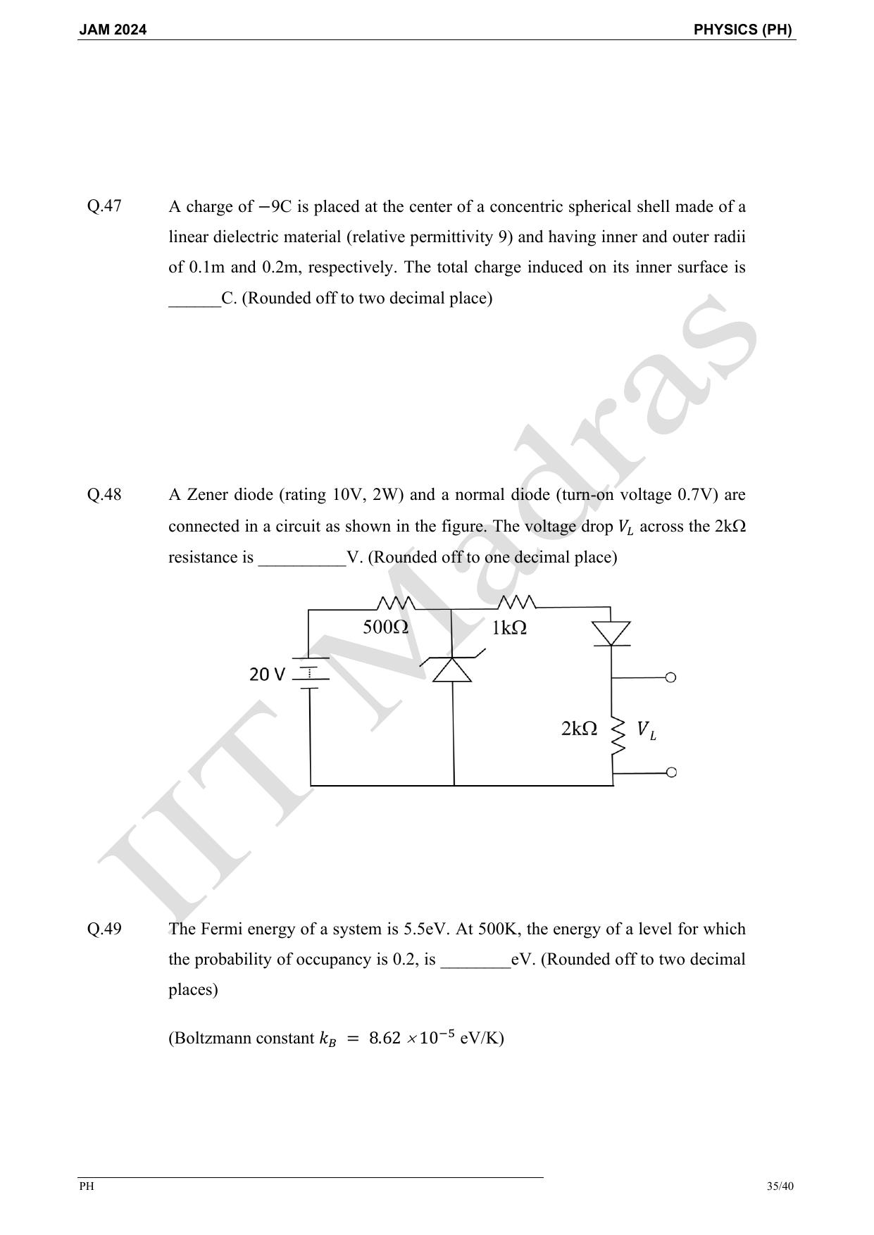 IIT JAM 2024 Physics (PH) Master Question Paper - Page 35