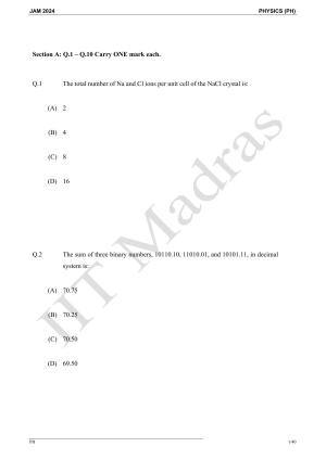 IIT JAM 2024 Physics (PH) Master Question Paper