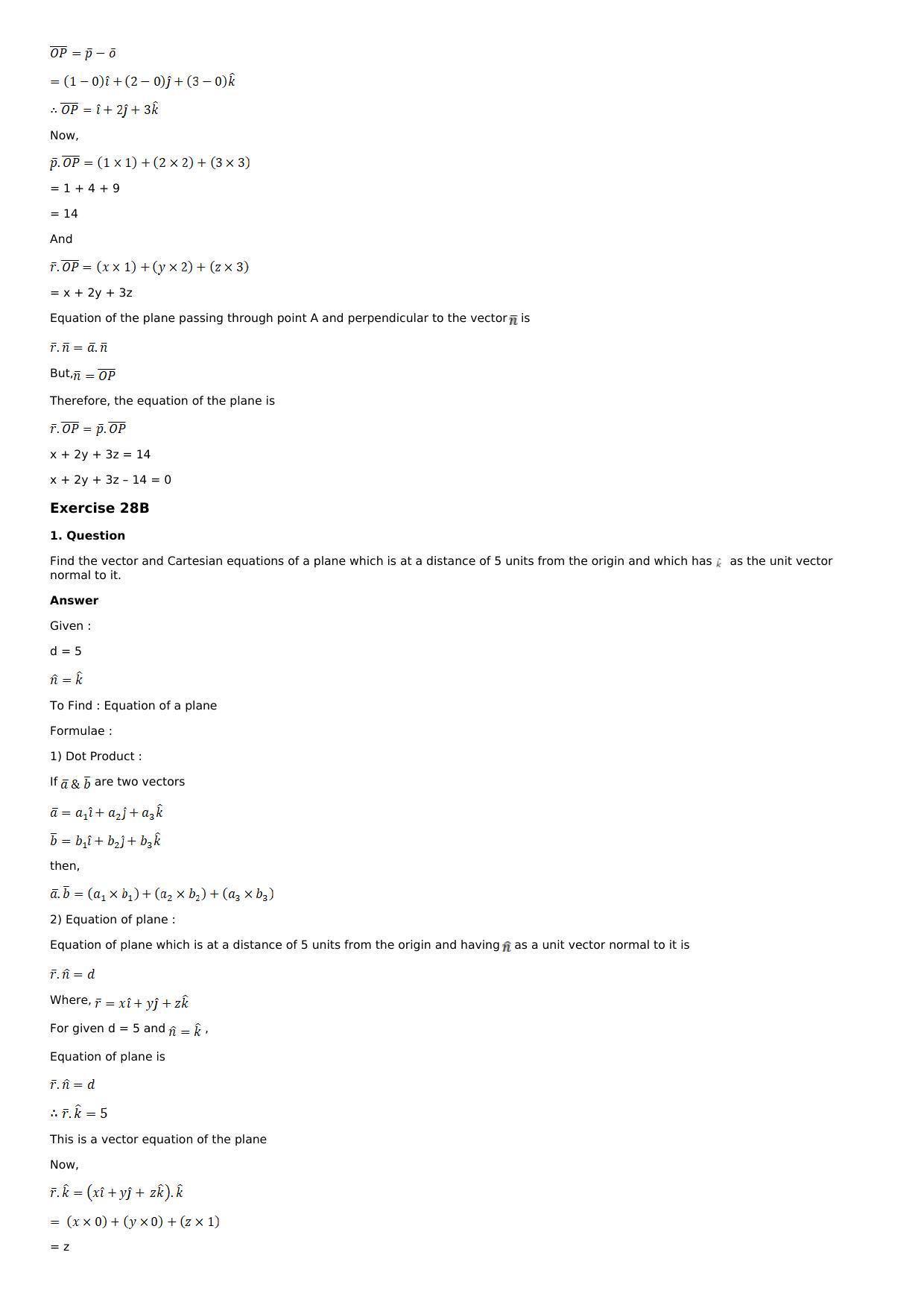 Chapter 28: The Plane Solutions: RS Aggarwal Class 12 Solutions  - Page 14