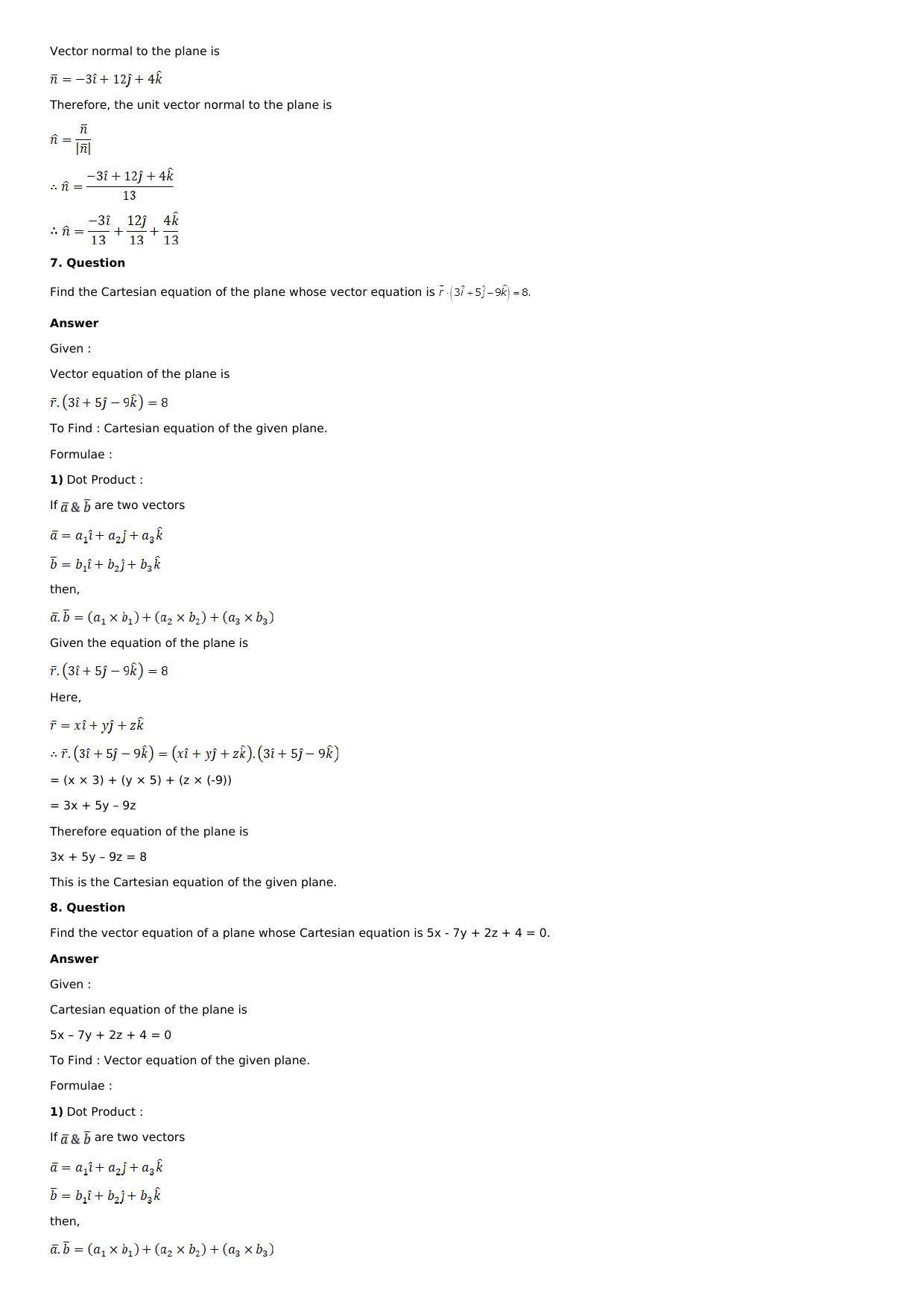 Chapter 28: The Plane Solutions: RS Aggarwal Class 12 Solutions  - Page 20