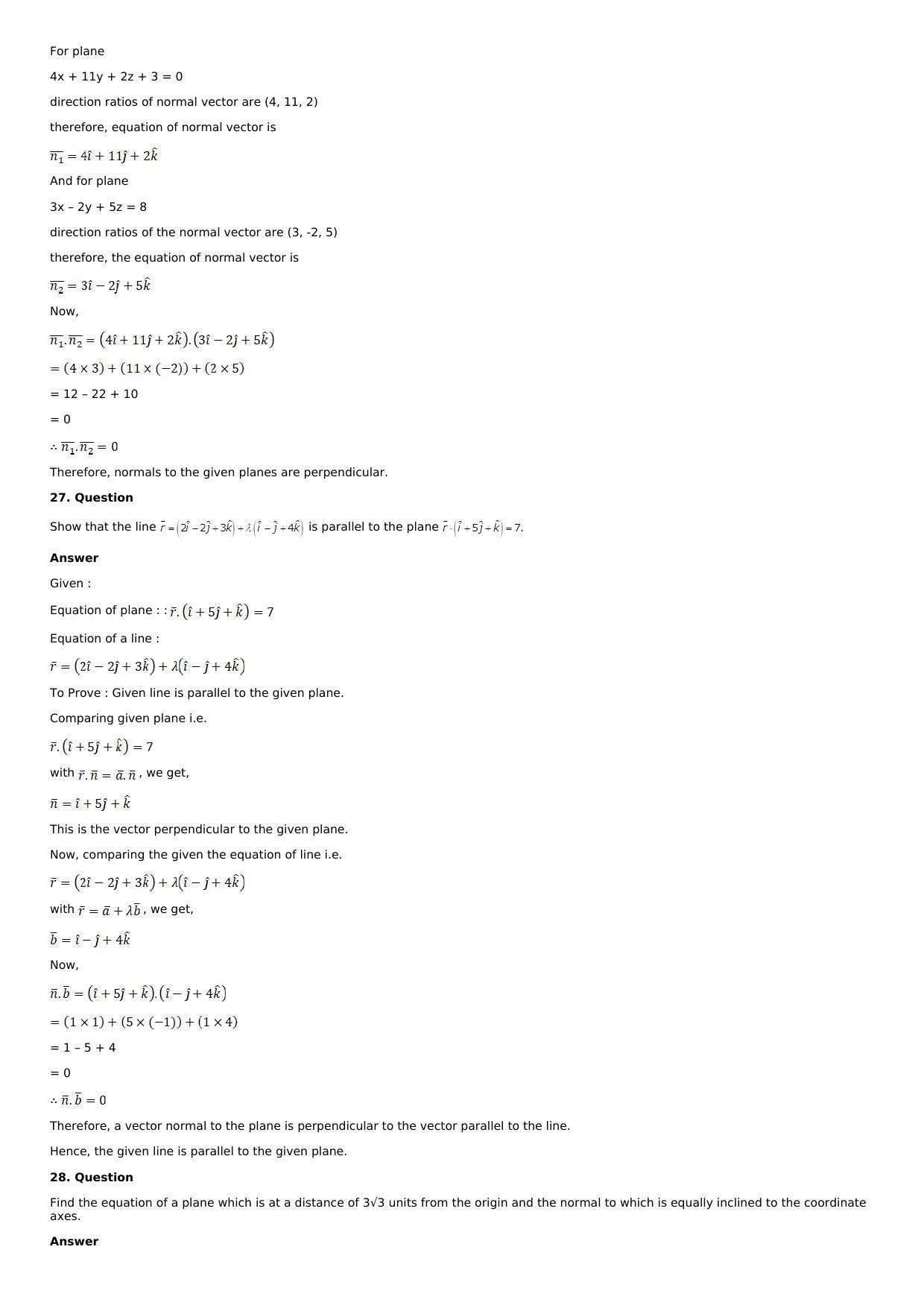 Chapter 28: The Plane Solutions: RS Aggarwal Class 12 Solutions  - Page 42