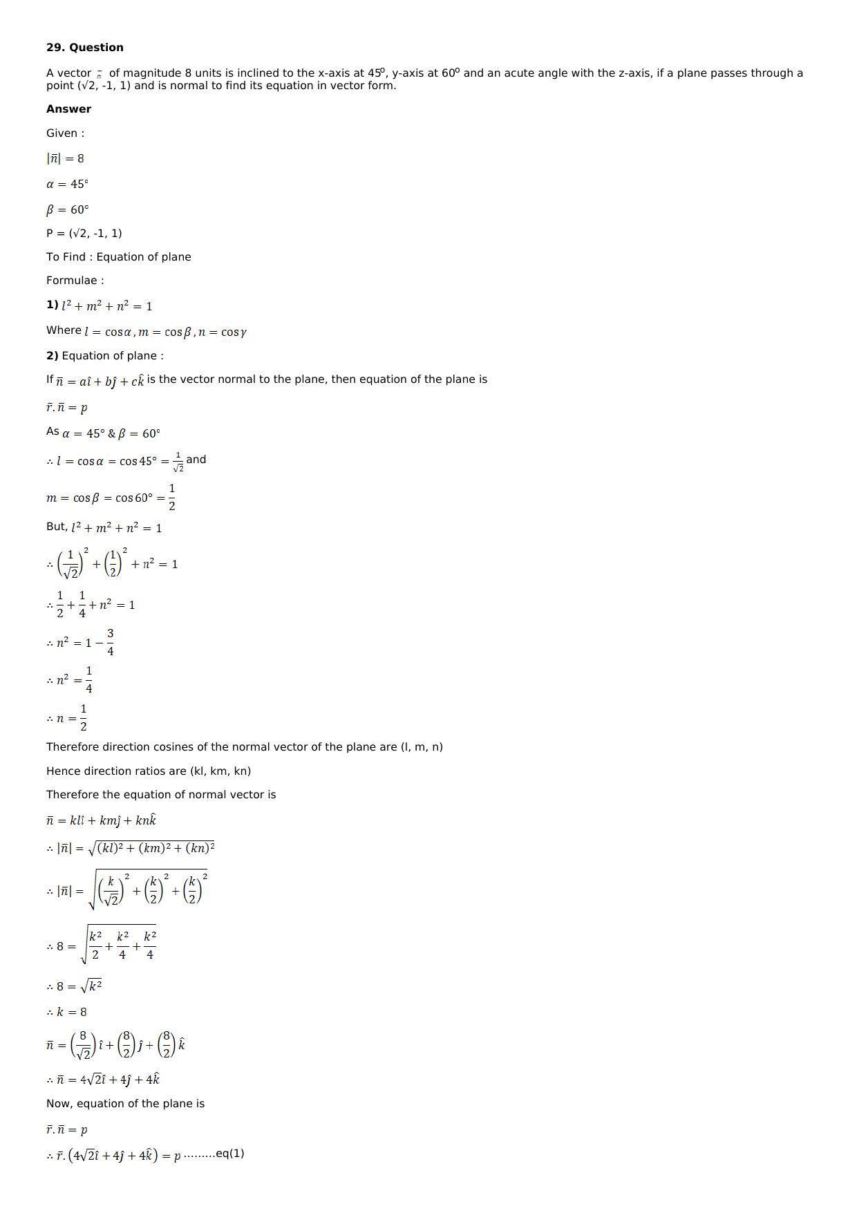 Chapter 28: The Plane Solutions: RS Aggarwal Class 12 Solutions  - Page 44