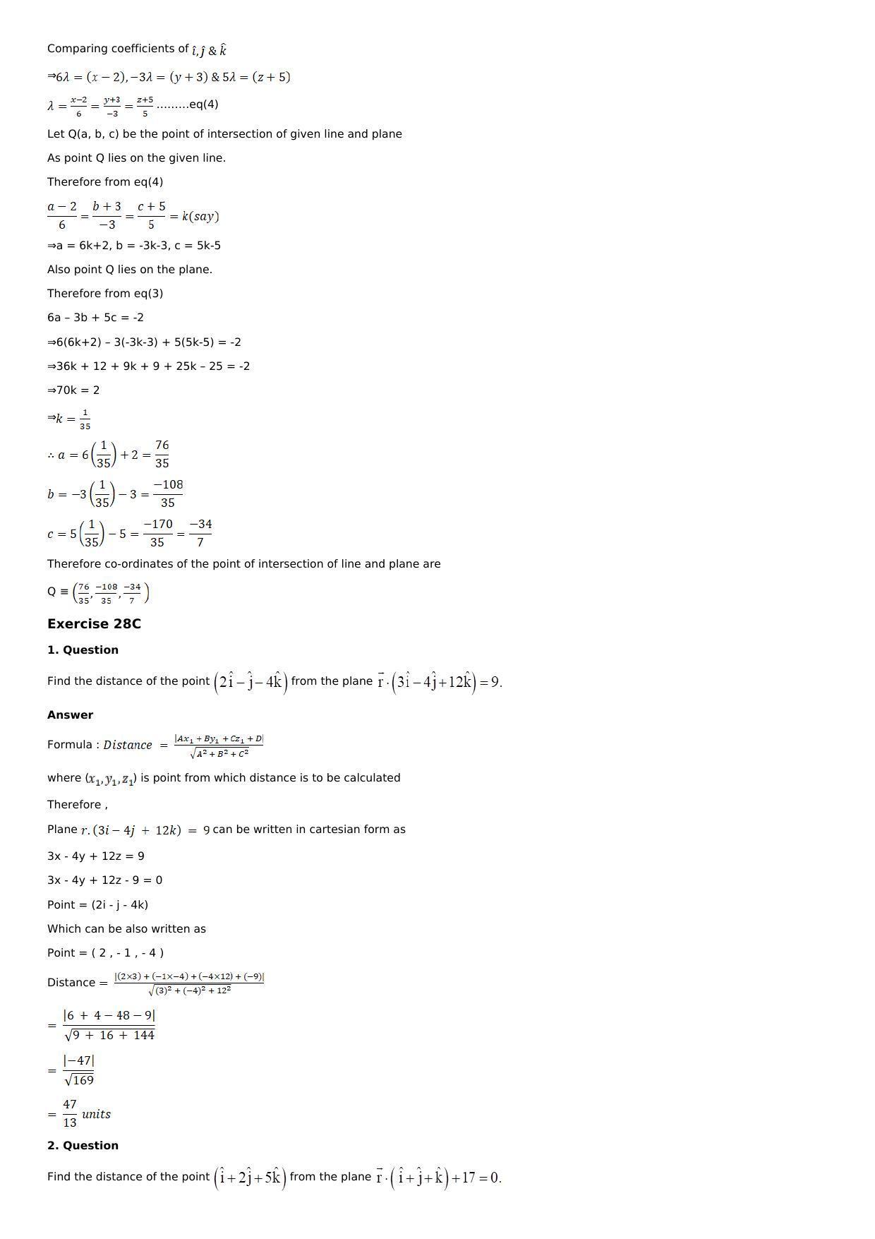 Chapter 28: The Plane Solutions: RS Aggarwal Class 12 Solutions  - Page 46