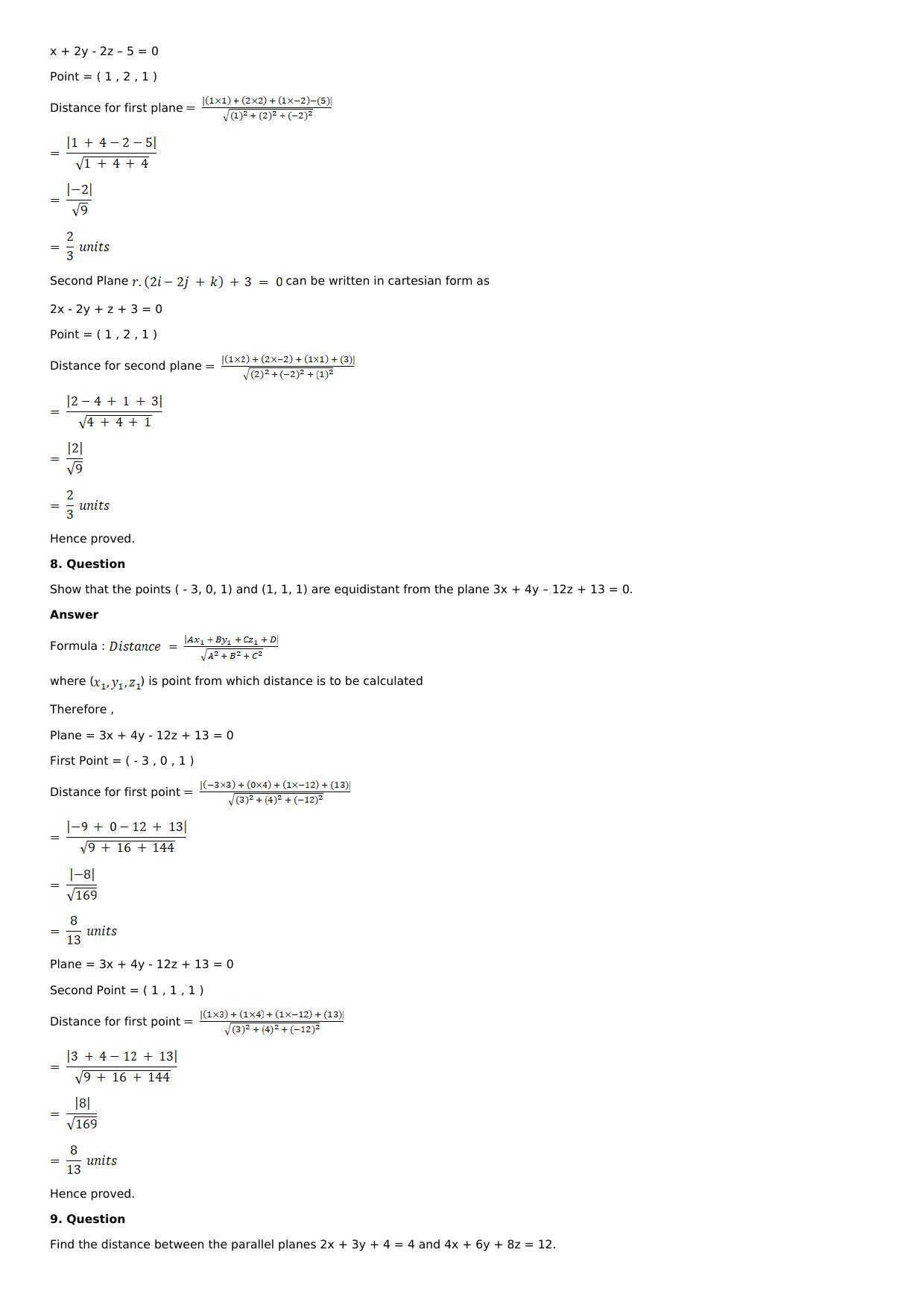 Chapter 28: The Plane Solutions: RS Aggarwal Class 12 Solutions  - Page 49