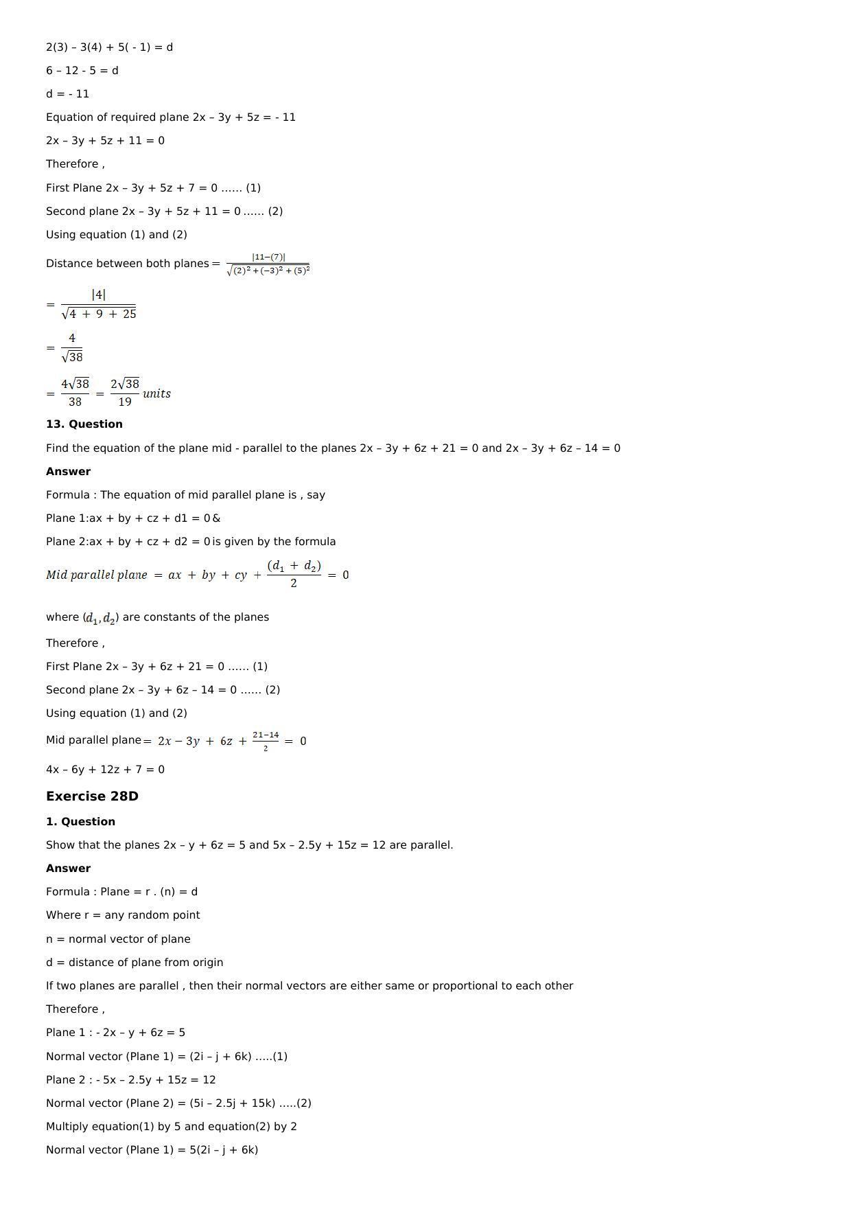 Chapter 28: The Plane Solutions: RS Aggarwal Class 12 Solutions  - Page 52