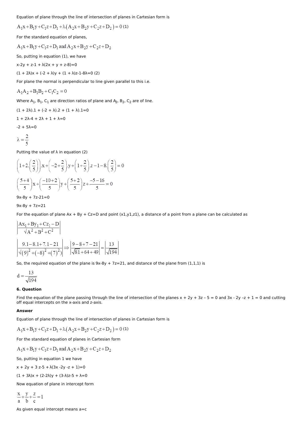 Chapter 28: The Plane Solutions: RS Aggarwal Class 12 Solutions  - Page 59