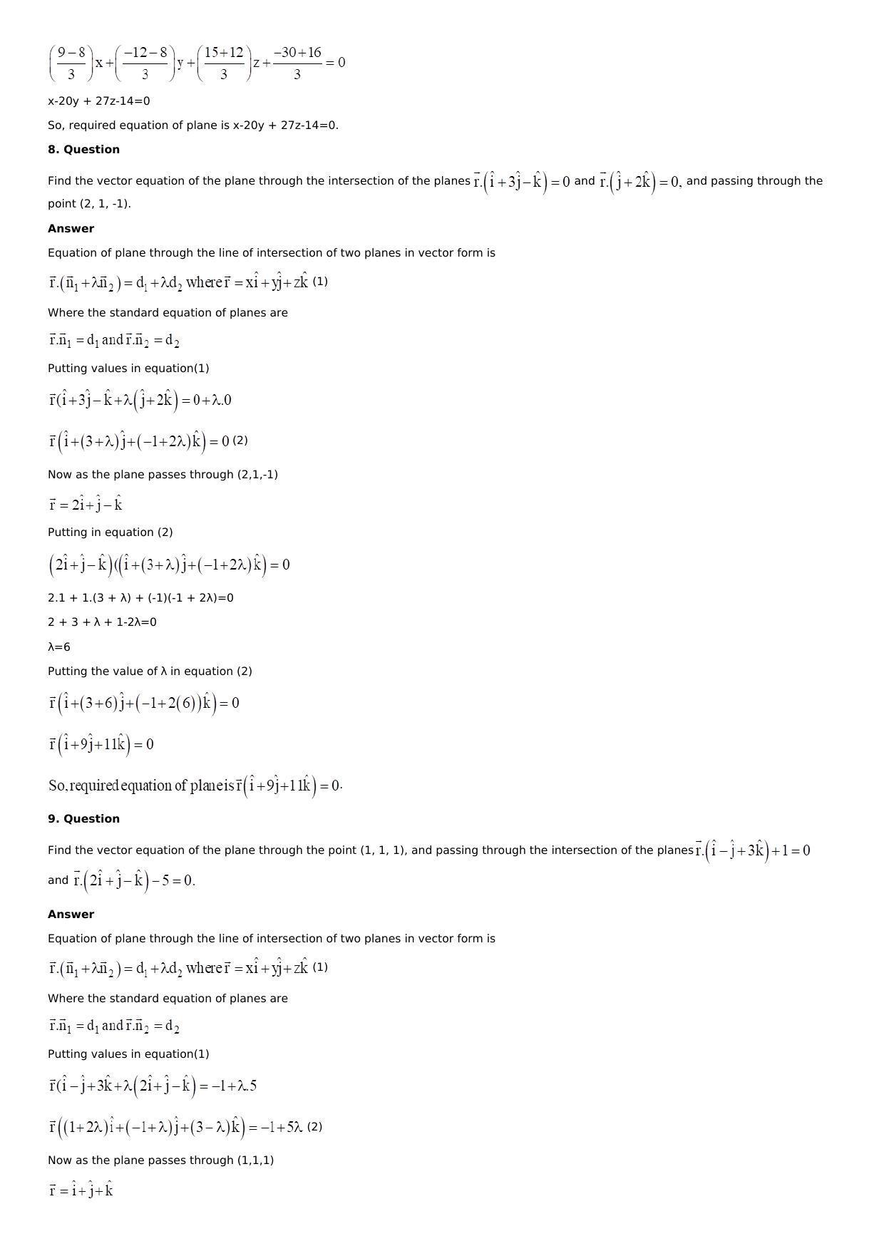 Chapter 28: The Plane Solutions: RS Aggarwal Class 12 Solutions  - Page 61