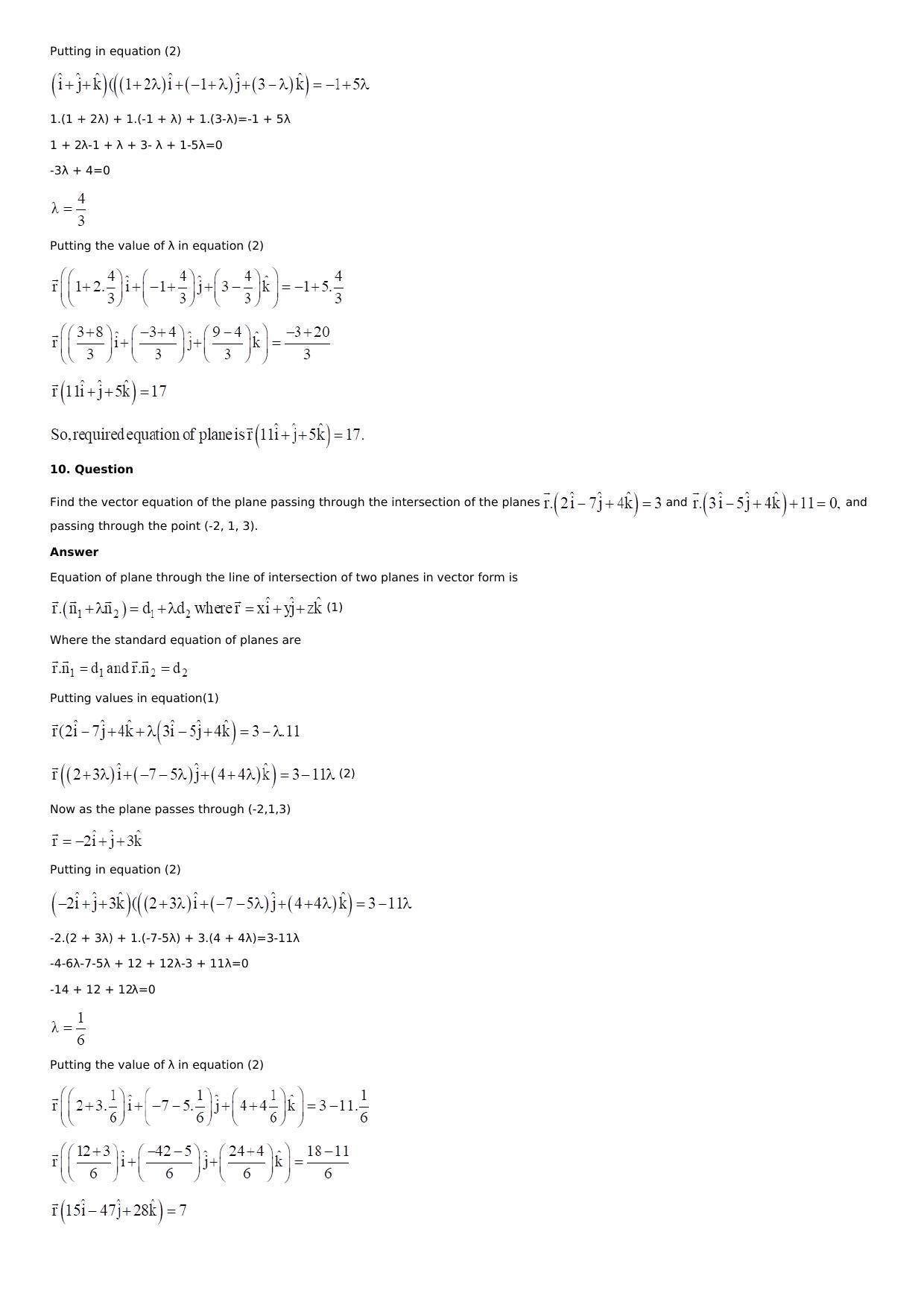 Chapter 28: The Plane Solutions: RS Aggarwal Class 12 Solutions  - Page 62