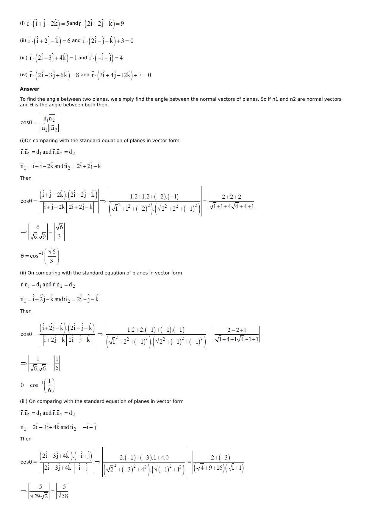 Chapter 28: The Plane Solutions: RS Aggarwal Class 12 Solutions  - Page 65
