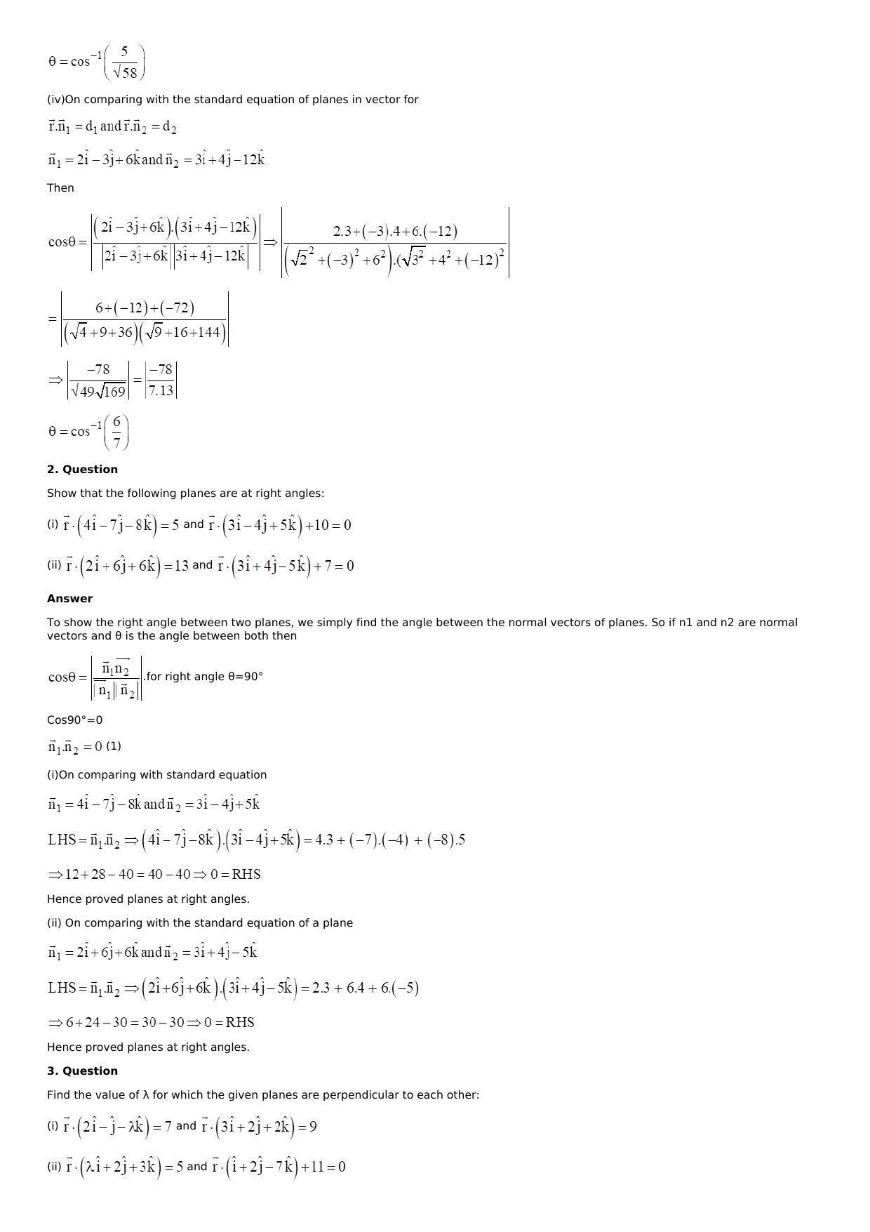 Chapter 28: The Plane Solutions: RS Aggarwal Class 12 Solutions  - Page 66
