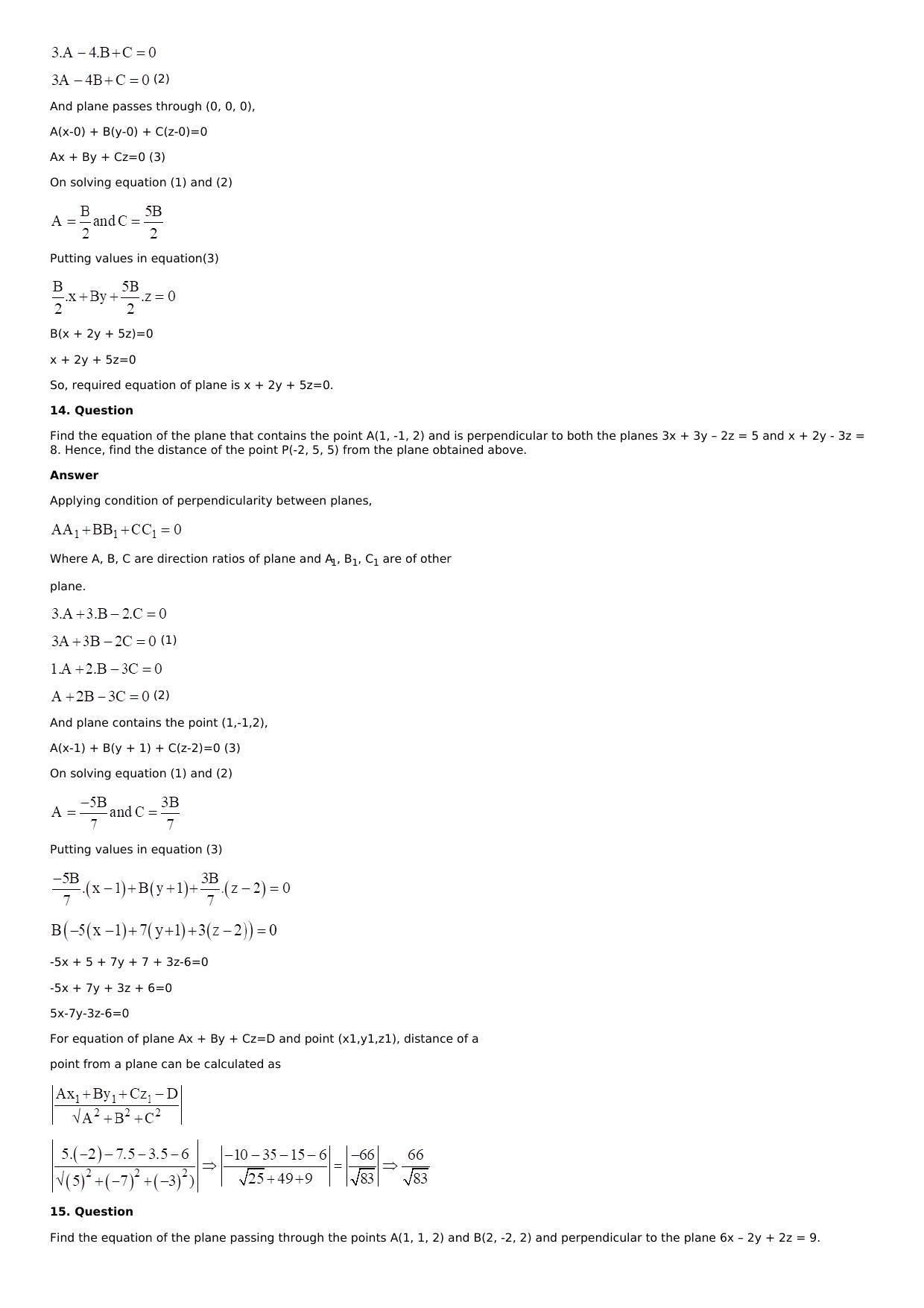 Chapter 28: The Plane Solutions: RS Aggarwal Class 12 Solutions  - Page 72