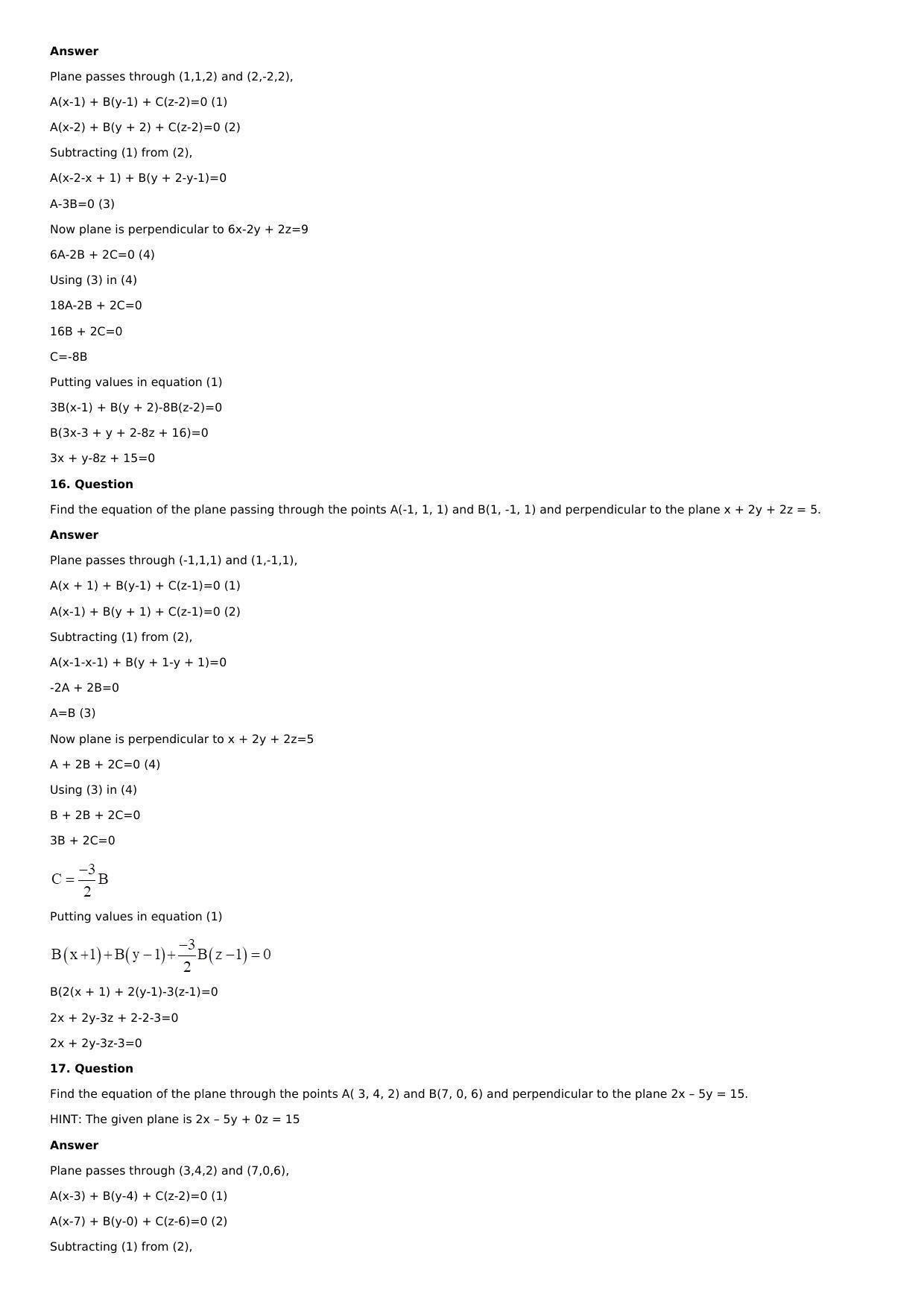 Chapter 28: The Plane Solutions: RS Aggarwal Class 12 Solutions  - Page 73