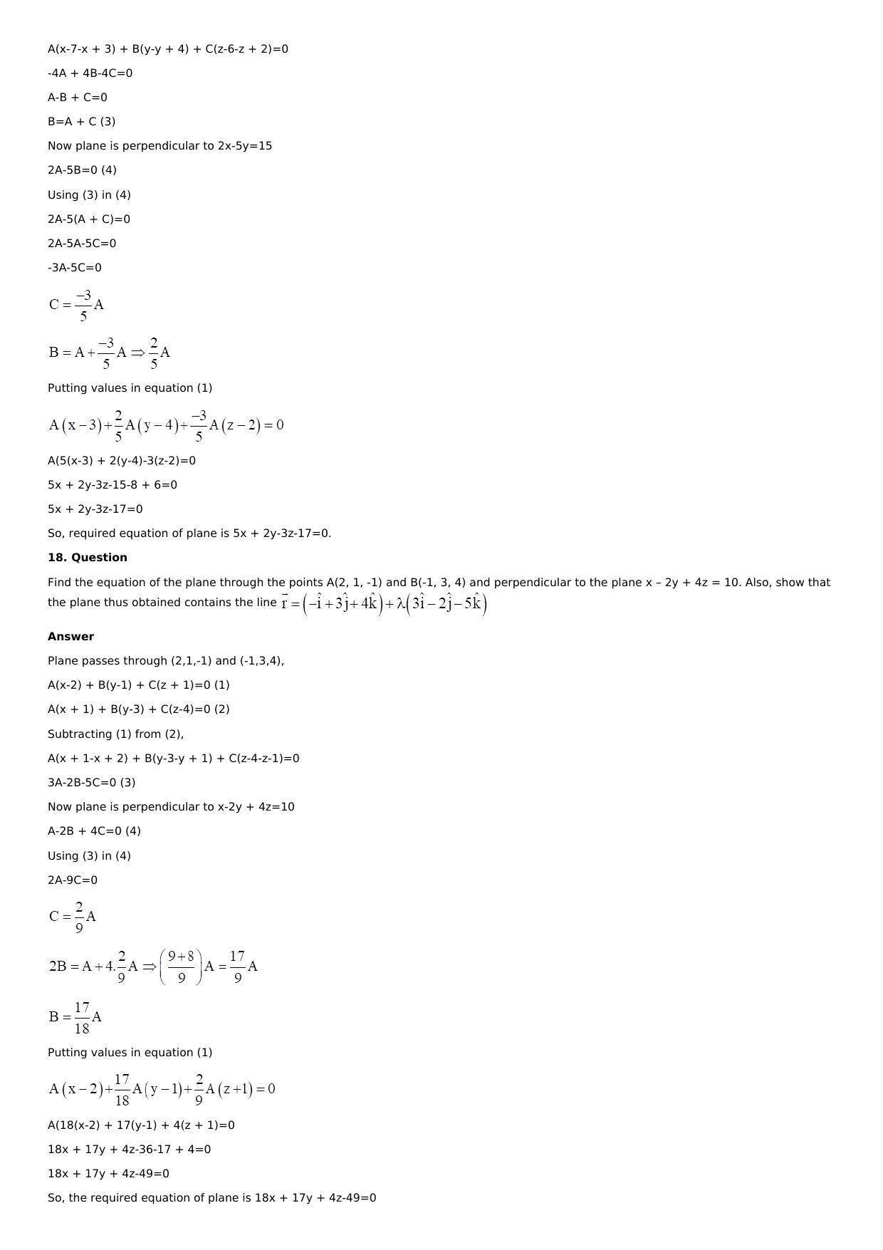 Chapter 28: The Plane Solutions: RS Aggarwal Class 12 Solutions  - Page 74