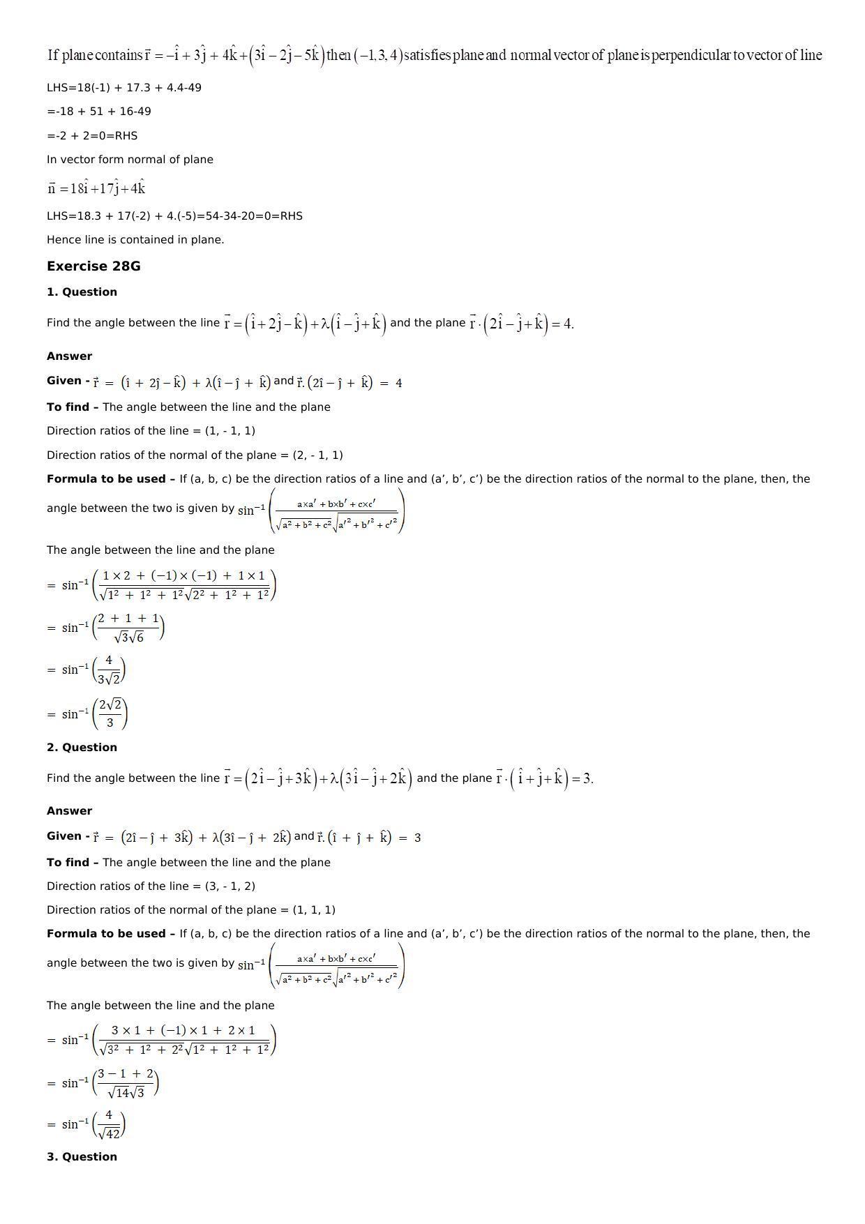 Chapter 28: The Plane Solutions: RS Aggarwal Class 12 Solutions  - Page 75