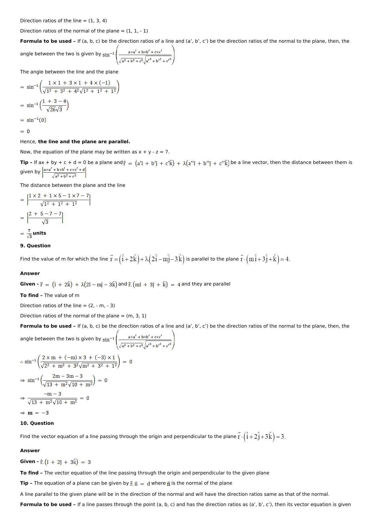 Chapter 28: The Plane Solutions: RS Aggarwal Class 12 Solutions  - Page 78