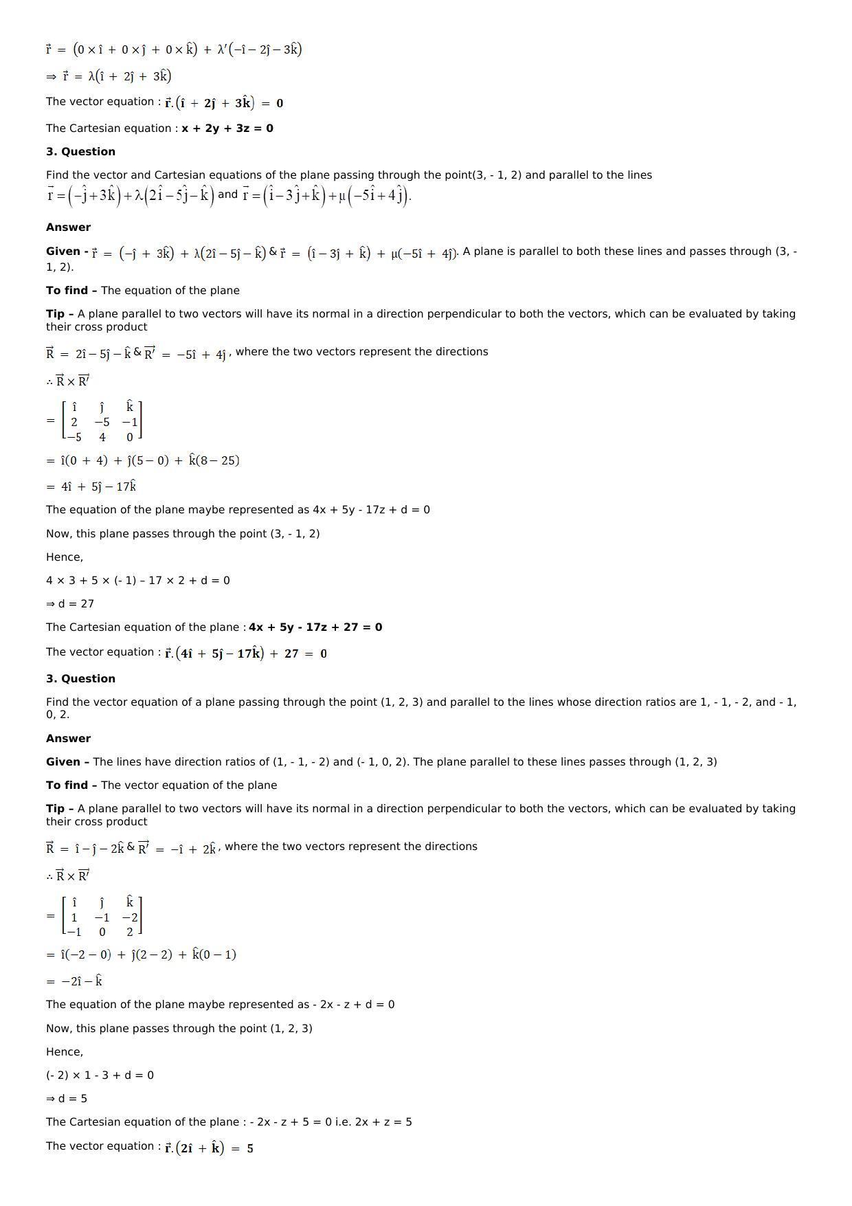Chapter 28: The Plane Solutions: RS Aggarwal Class 12 Solutions  - Page 82
