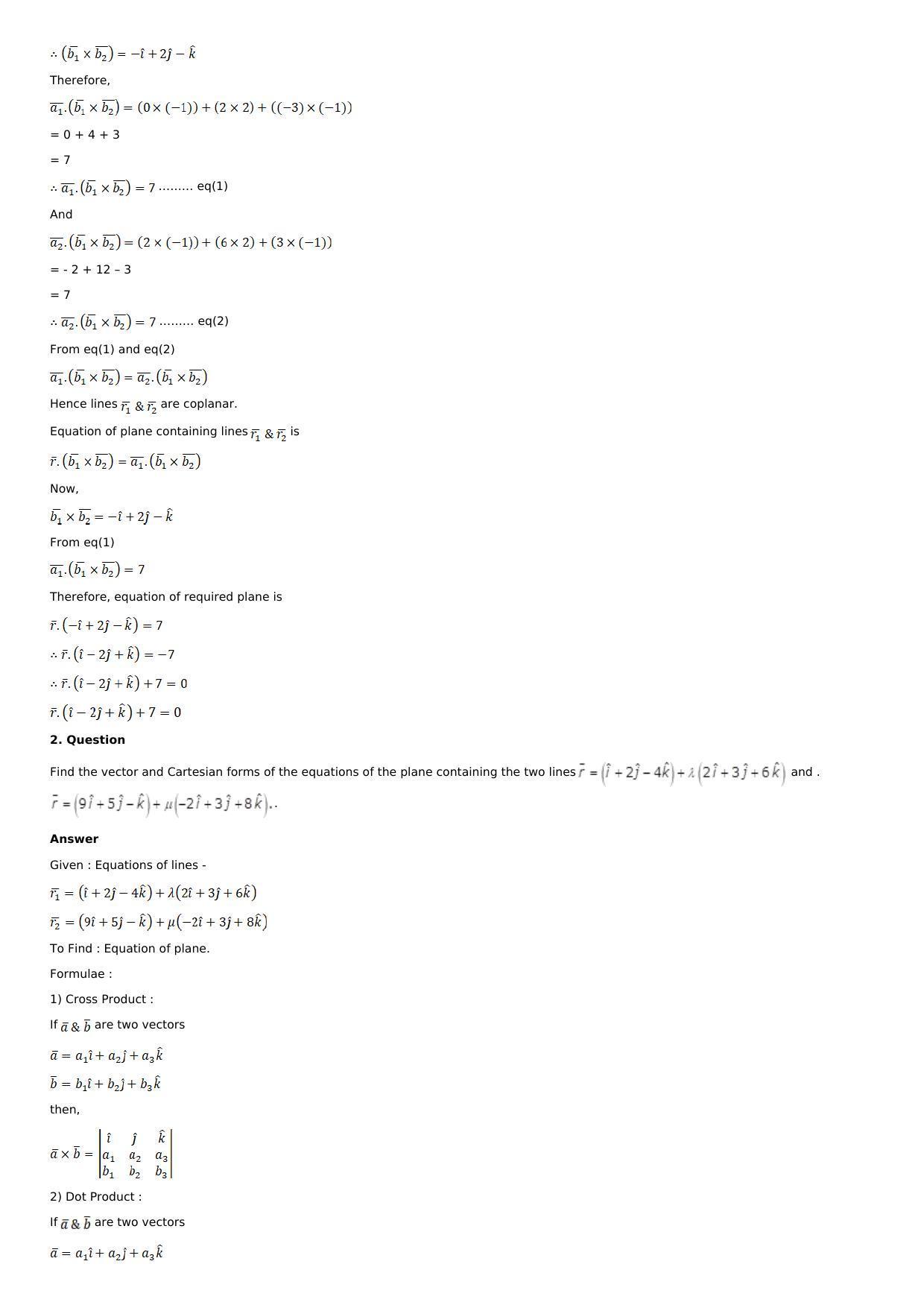 Chapter 28: The Plane Solutions: RS Aggarwal Class 12 Solutions  - Page 85