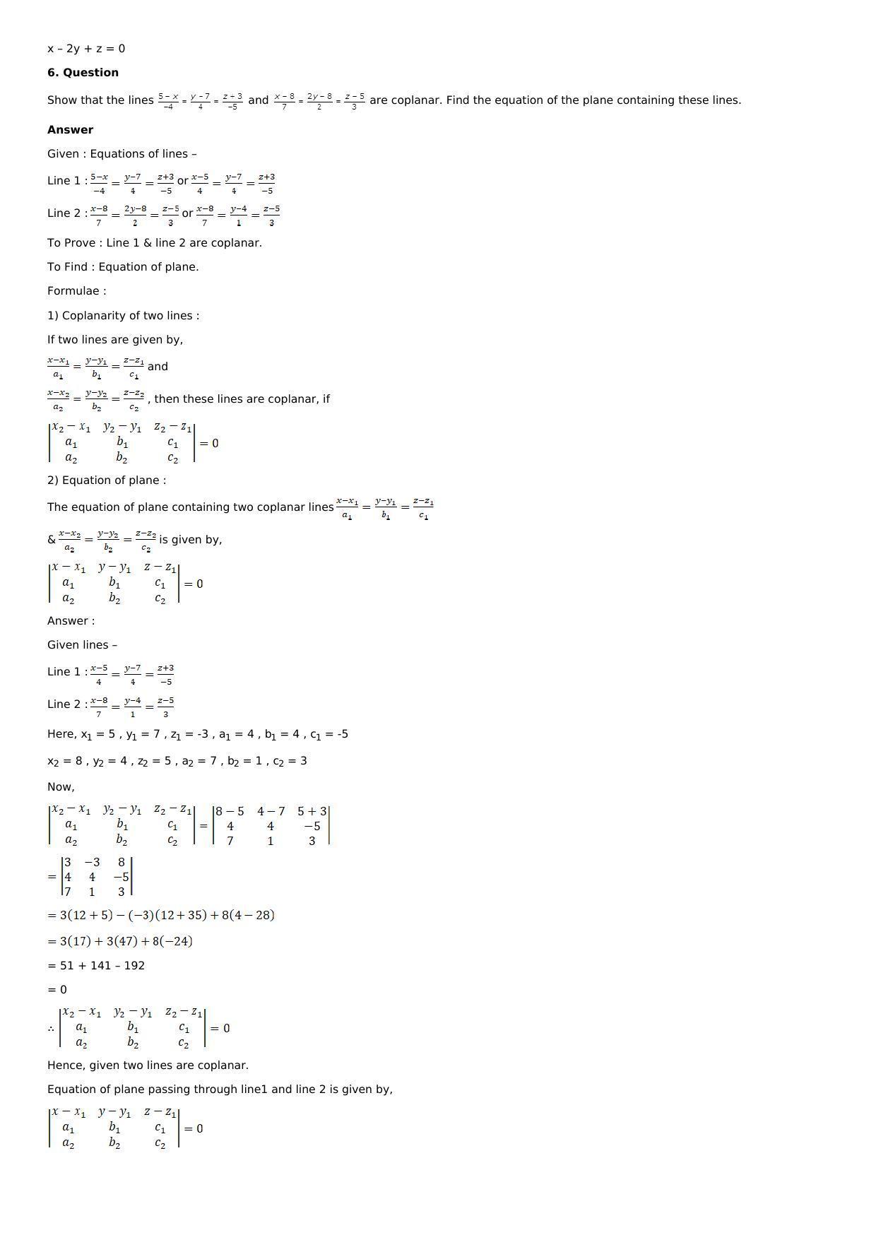Chapter 28: The Plane Solutions: RS Aggarwal Class 12 Solutions  - Page 91