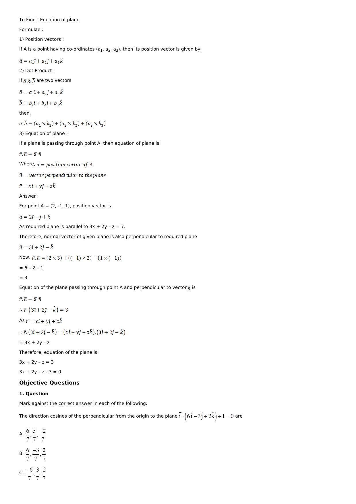 Chapter 28: The Plane Solutions: RS Aggarwal Class 12 Solutions  - Page 112