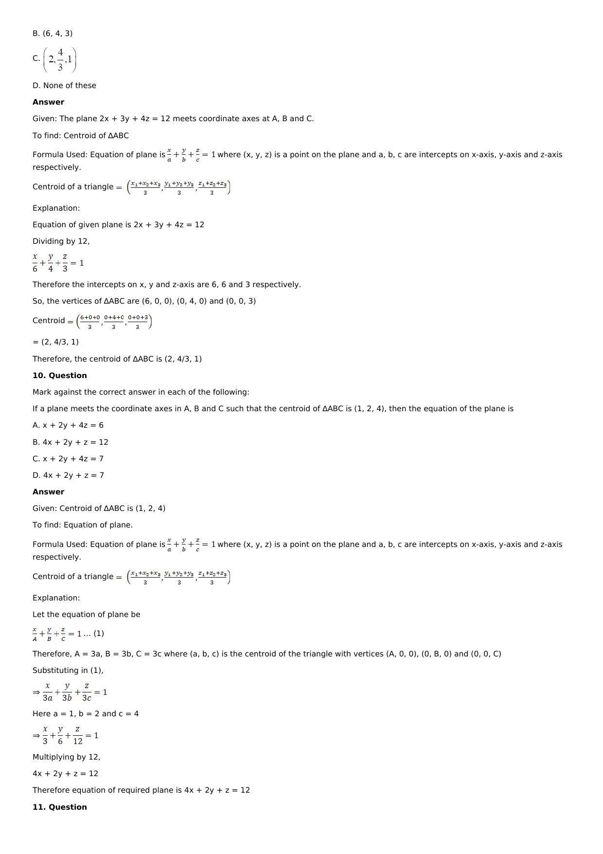Chapter 28: The Plane Solutions: RS Aggarwal Class 12 Solutions  - Page 117