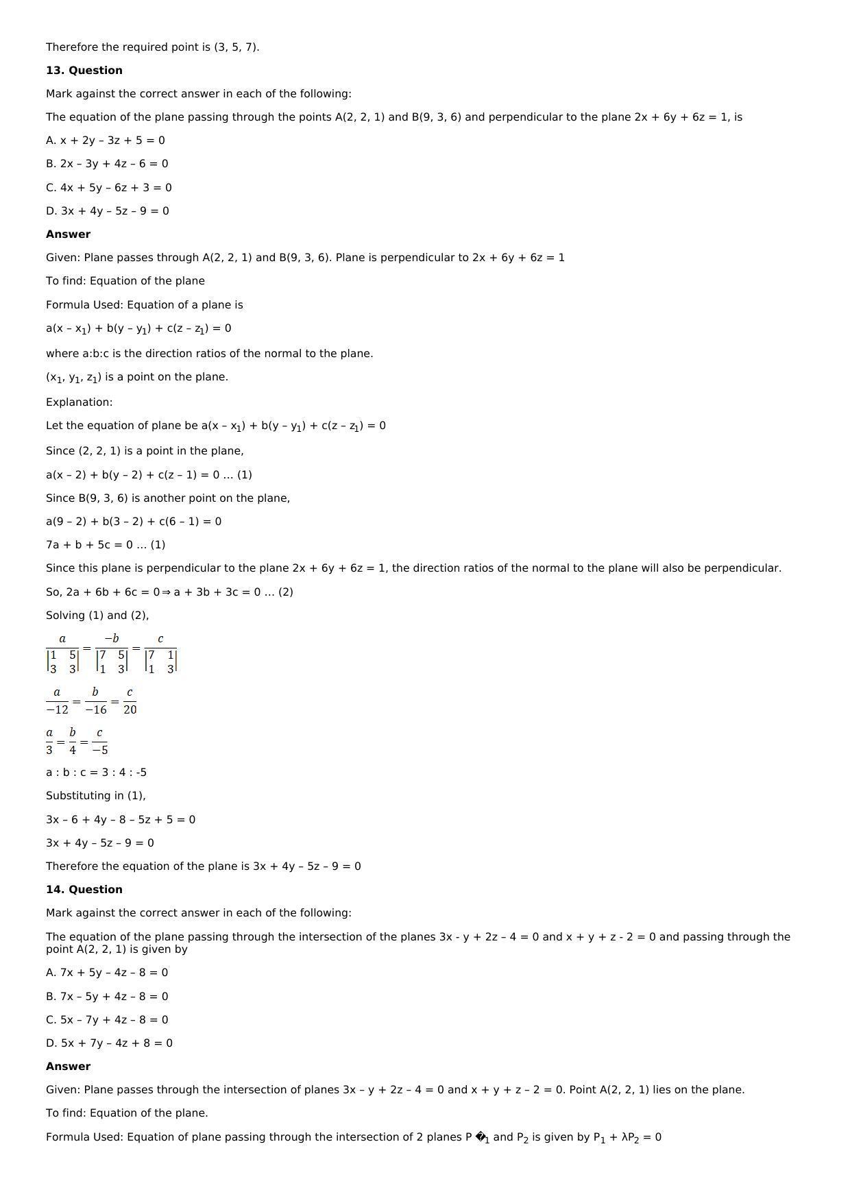 Chapter 28: The Plane Solutions: RS Aggarwal Class 12 Solutions  - Page 119