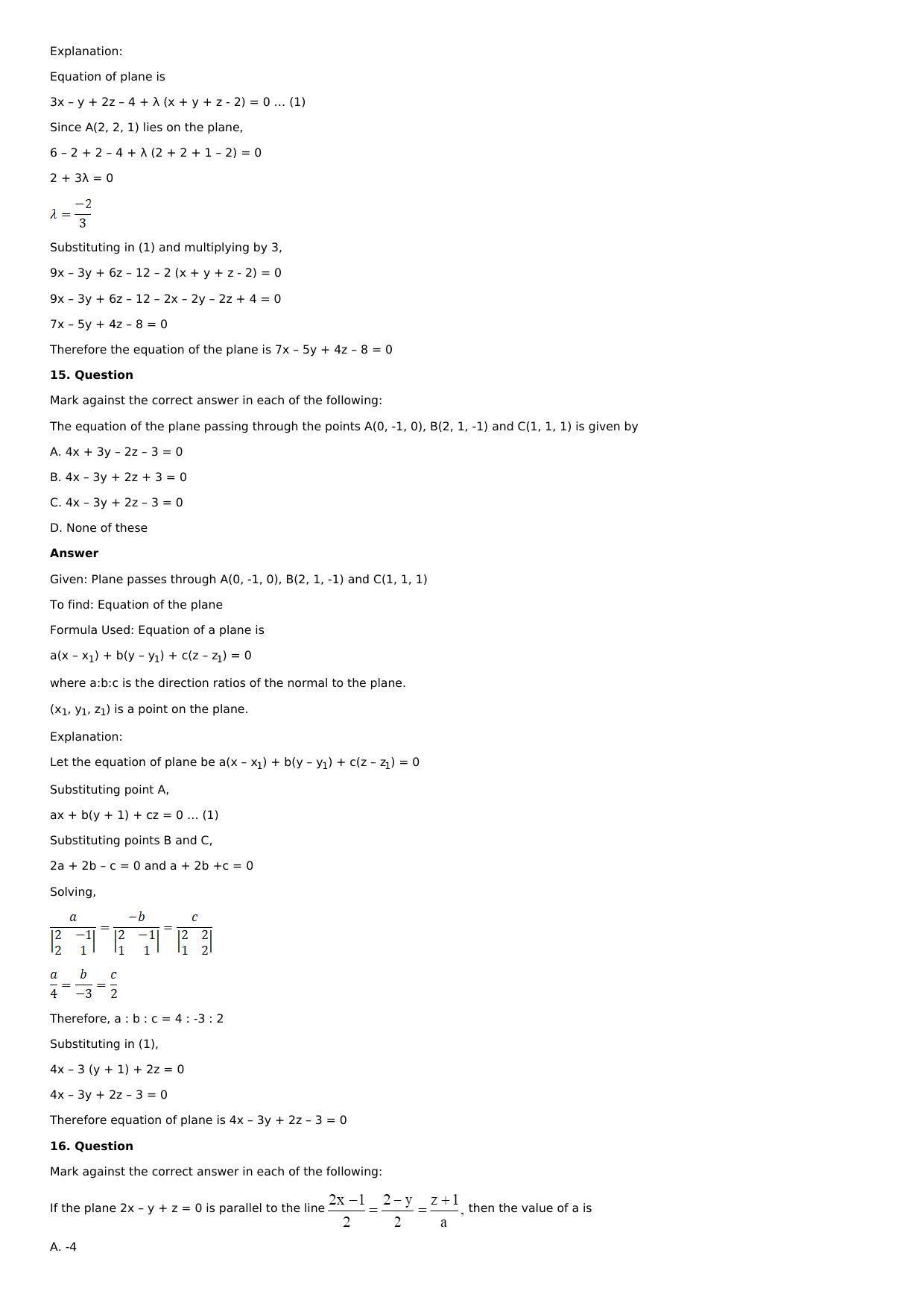 Chapter 28: The Plane Solutions: RS Aggarwal Class 12 Solutions  - Page 120