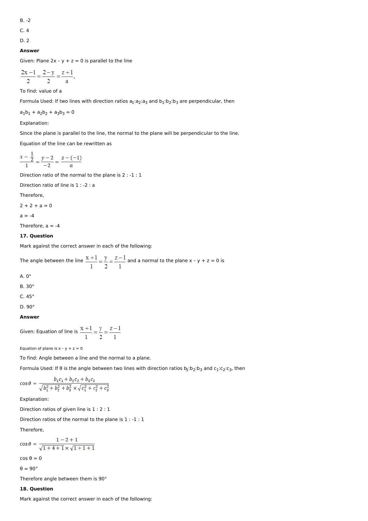 Chapter 28: The Plane Solutions: RS Aggarwal Class 12 Solutions  - Page 121