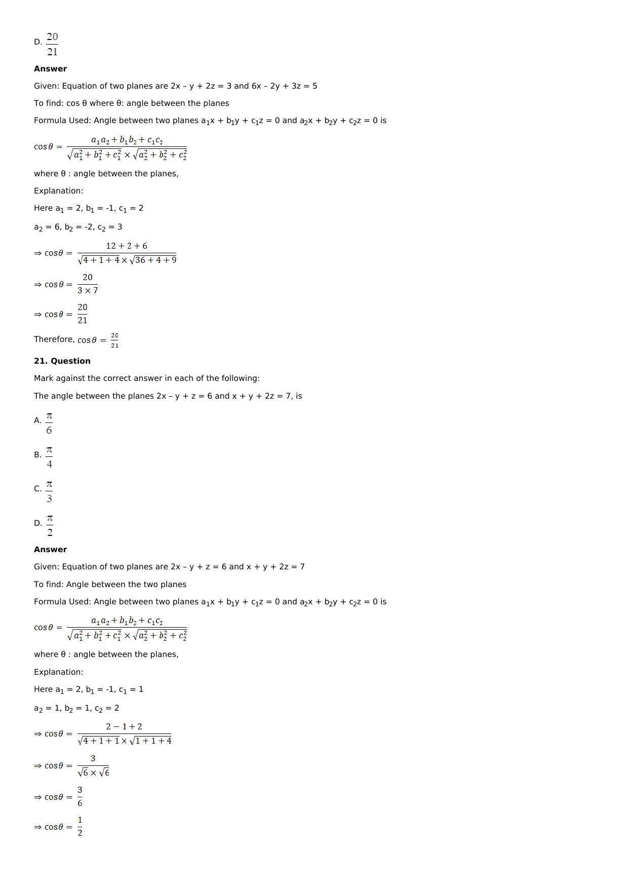 Chapter 28: The Plane Solutions: RS Aggarwal Class 12 Solutions  - Page 123