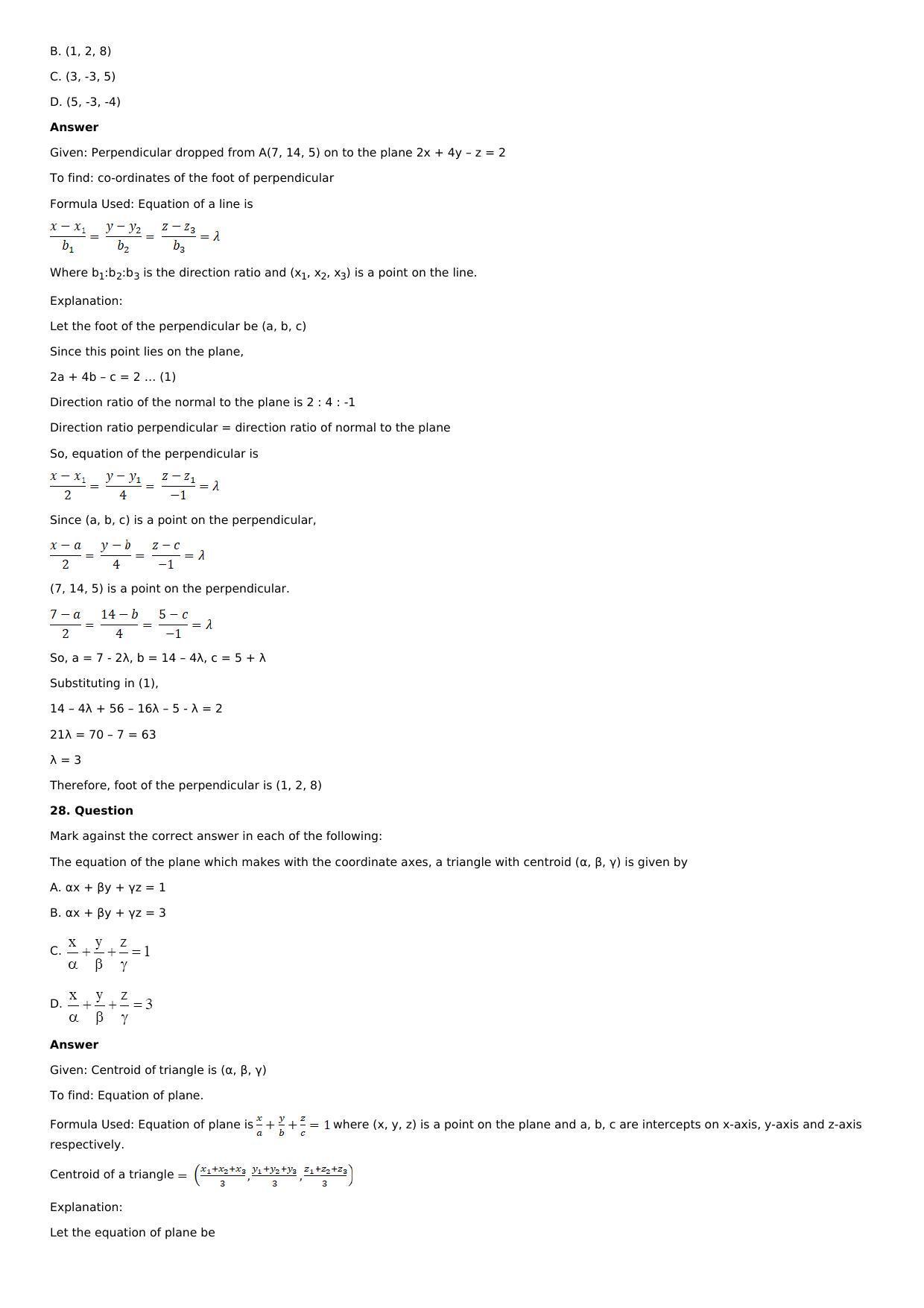 Chapter 28: The Plane Solutions: RS Aggarwal Class 12 Solutions  - Page 127