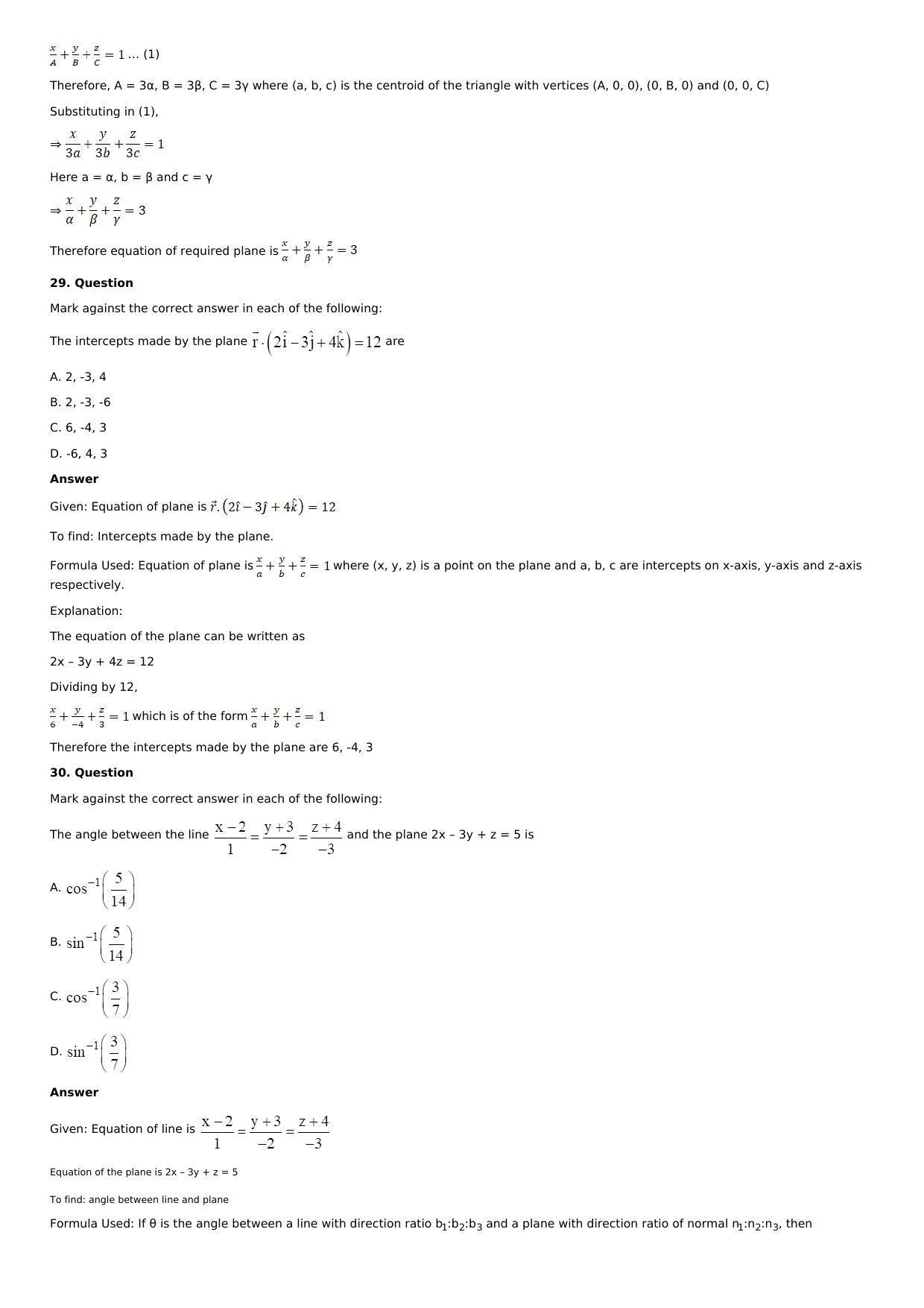 Chapter 28: The Plane Solutions: RS Aggarwal Class 12 Solutions  - Page 128