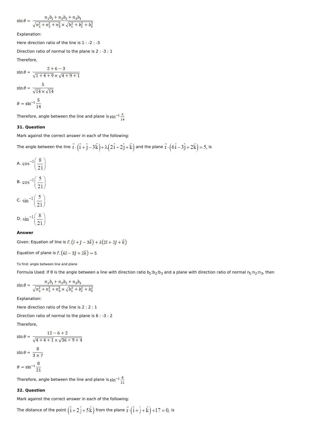 Chapter 28: The Plane Solutions: RS Aggarwal Class 12 Solutions  - Page 129