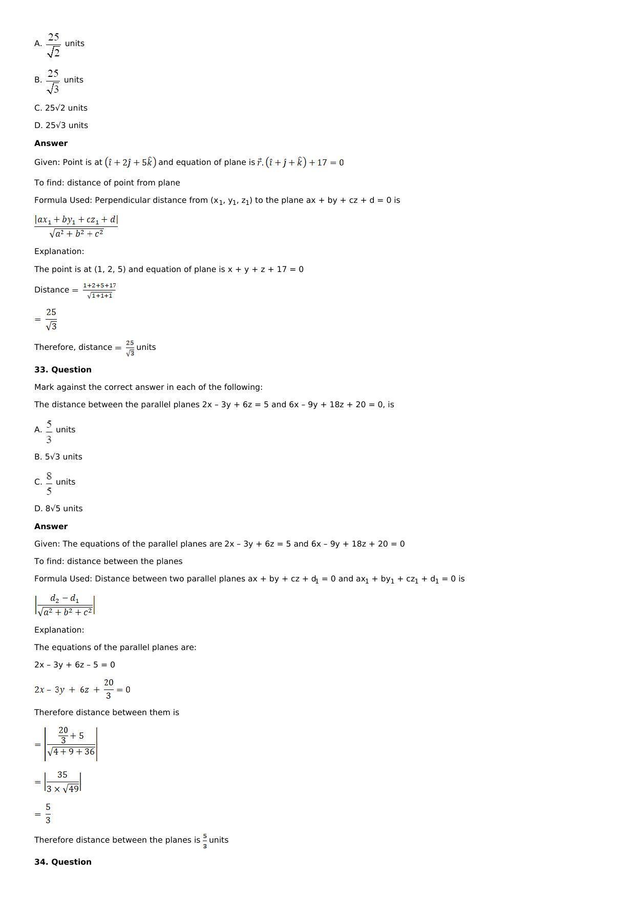 Chapter 28: The Plane Solutions: RS Aggarwal Class 12 Solutions  - Page 130