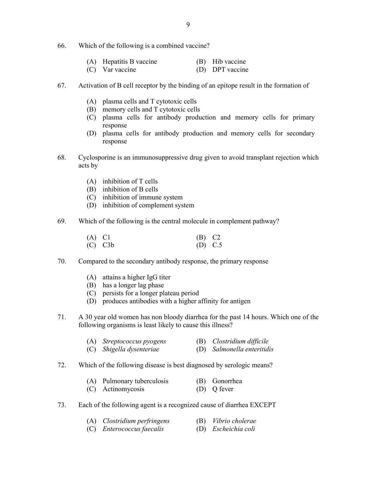 CUSAT CAT 2017 Life Sciences Question Paper - Page 9
