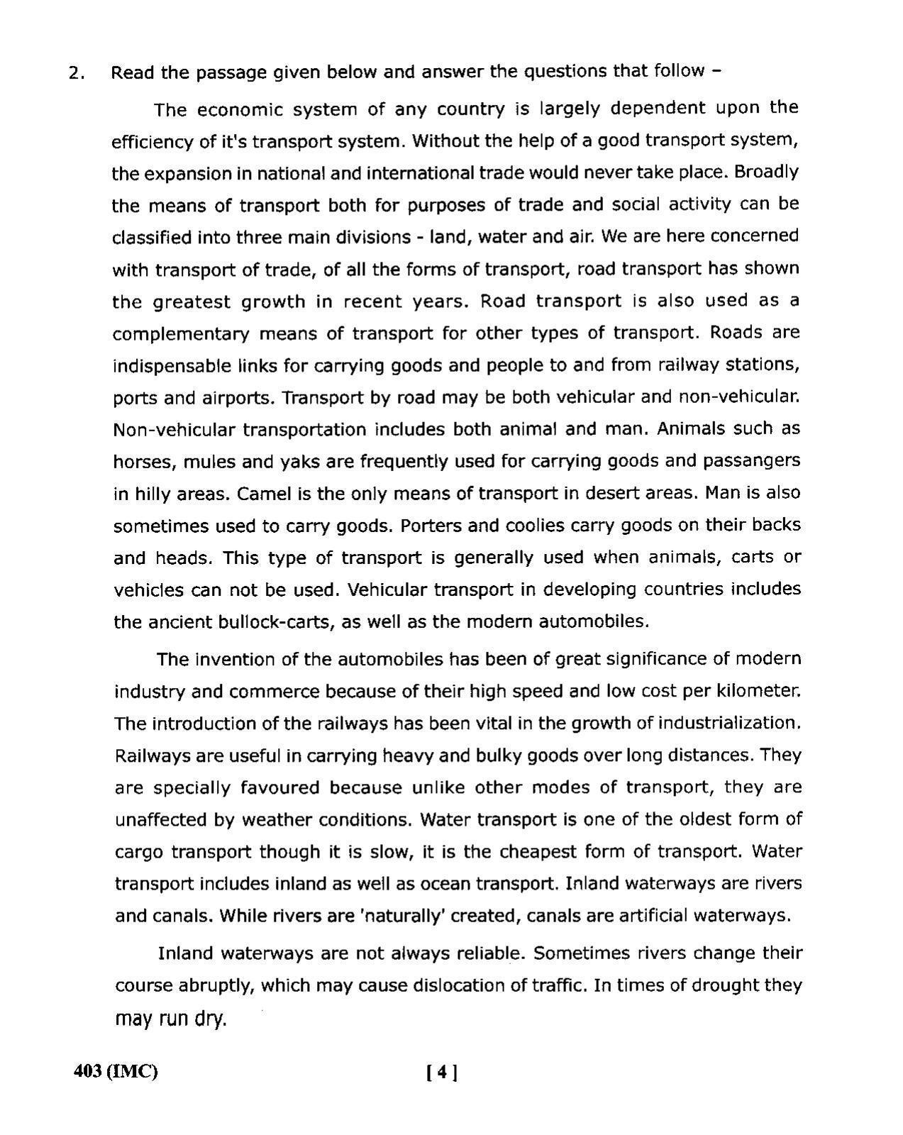 UBSE Class 12 English 2020 Question Paper - Page 4