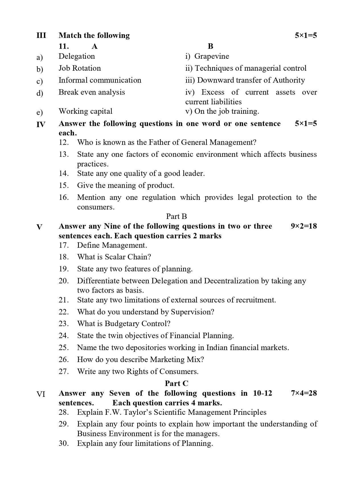 Karnataka II PUC Business Studies Model Question Paper 2023 - Page 3