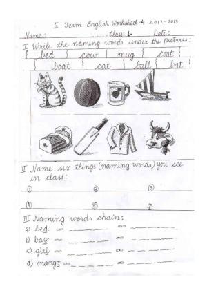 Worksheet for Class 1 English Assignment 5