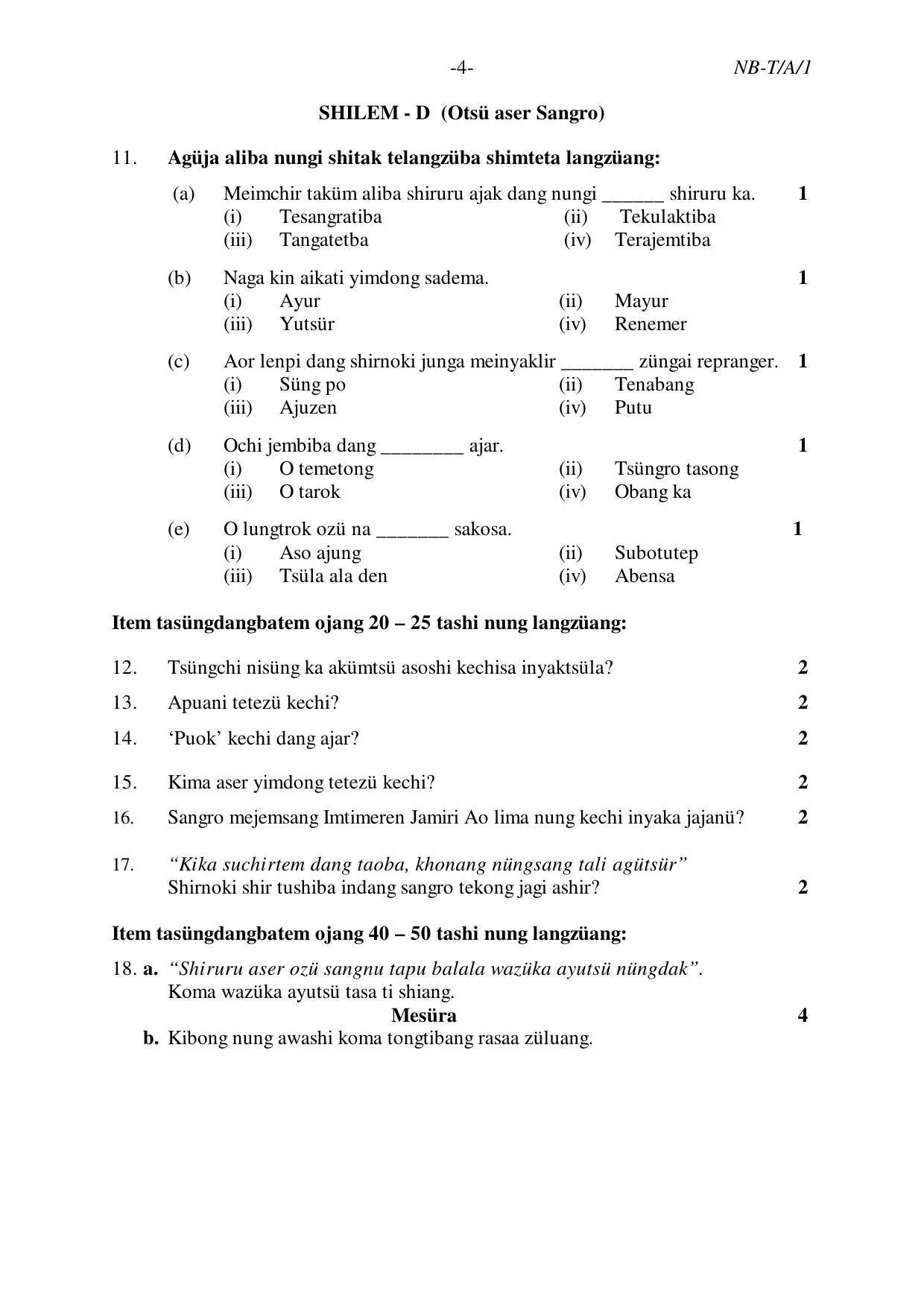 Nagaland Board Class 10 AO 2020 Question Paper - Page 4