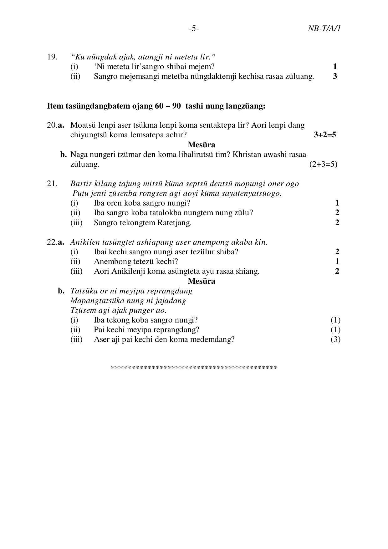 Nagaland Board Class 10 AO 2020 Question Paper - Page 5