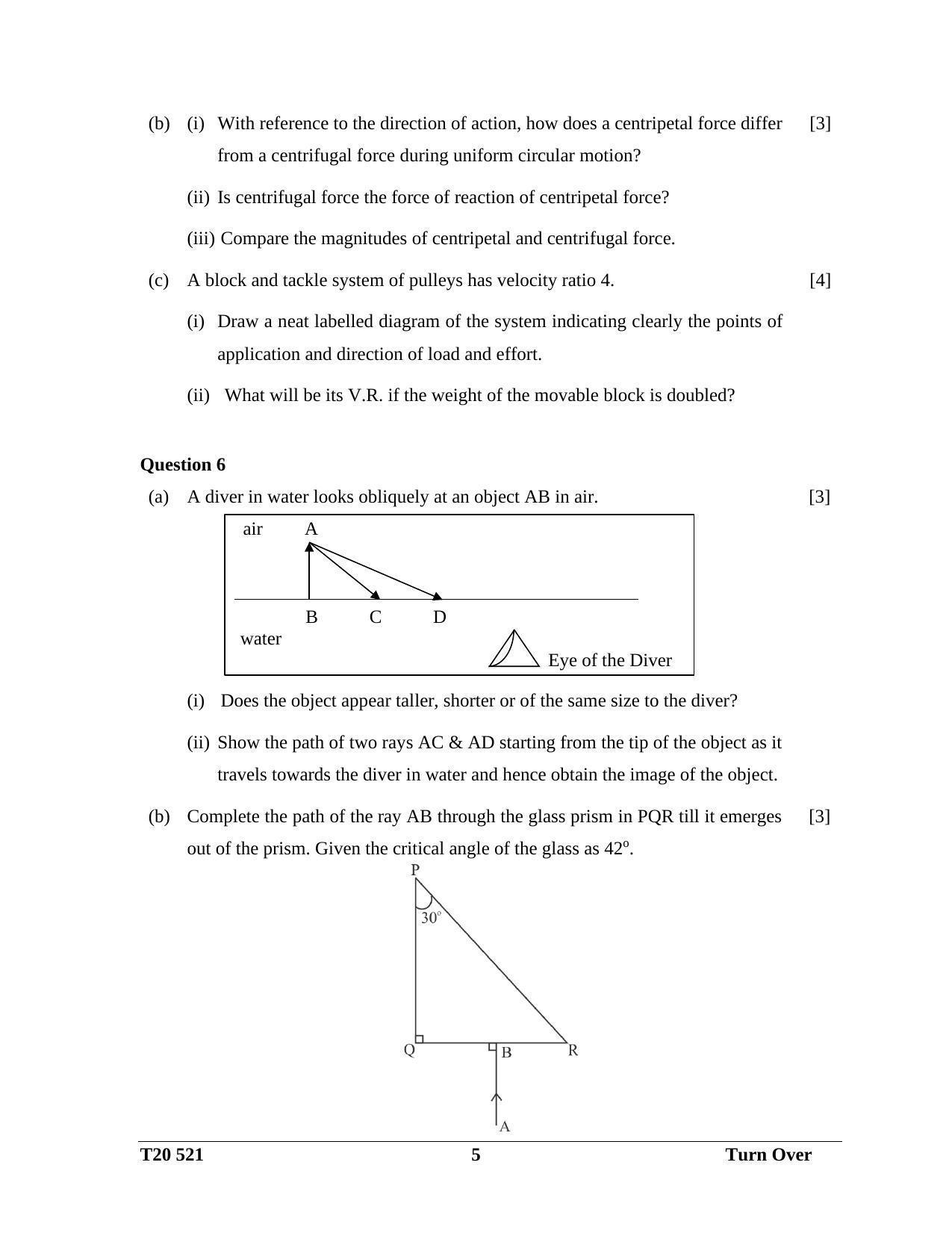 ICSE Class 10 Science Paper 1 (Physics) 2020 Question Paper - Page 5